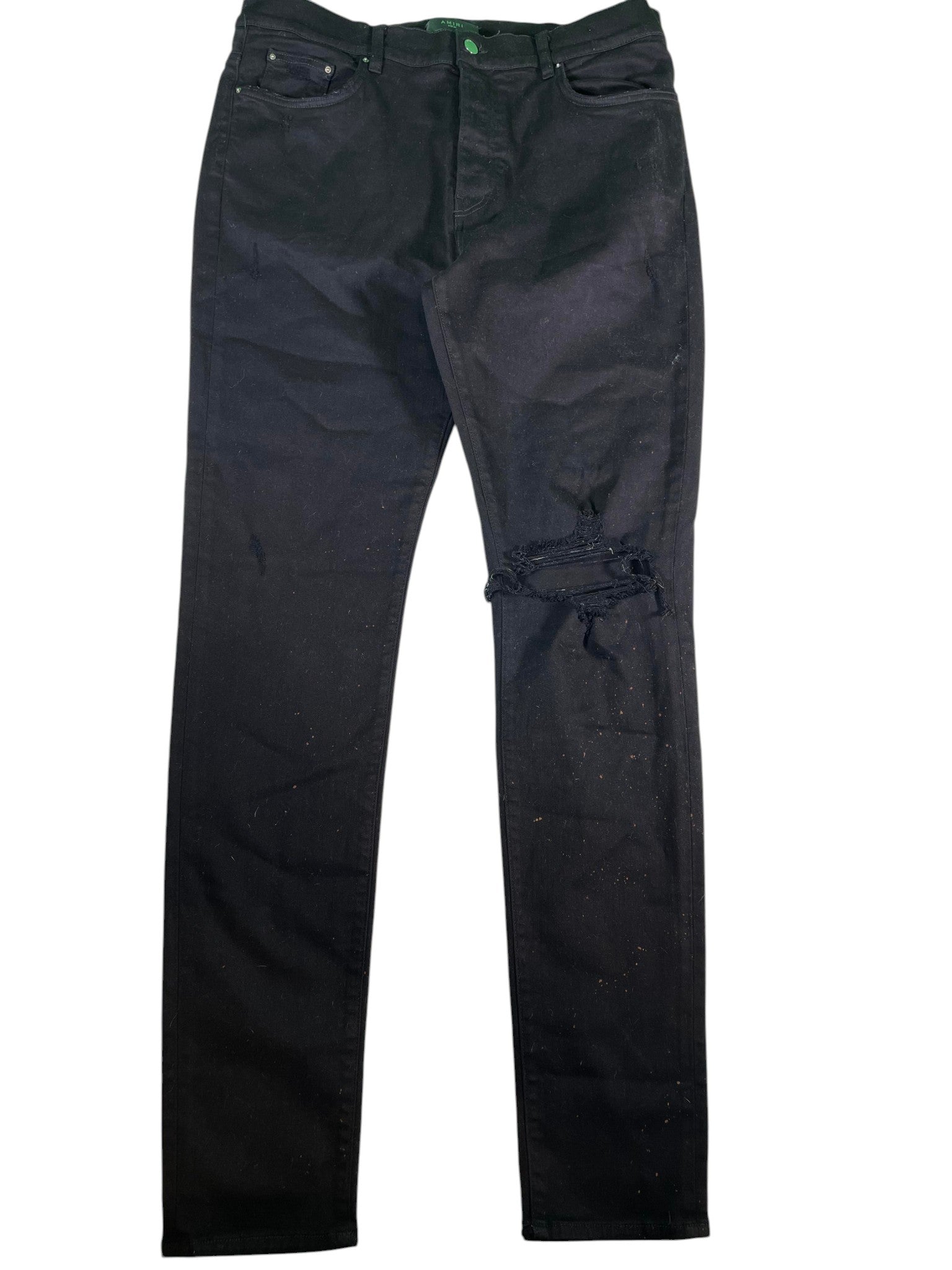 Amiri Plain Knee Rip Black Jeans