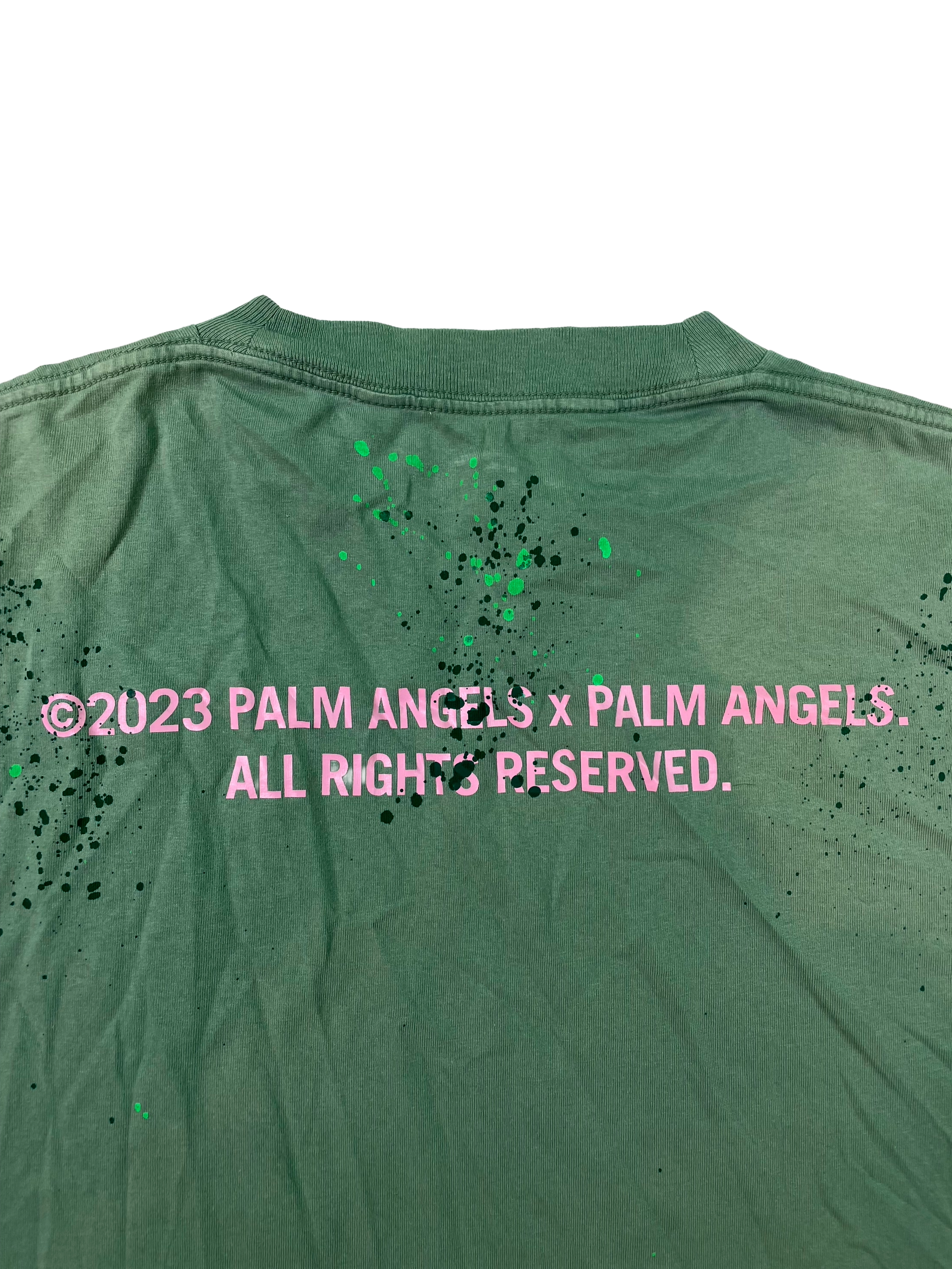 Palm Angels Paint Splatter Green Tee