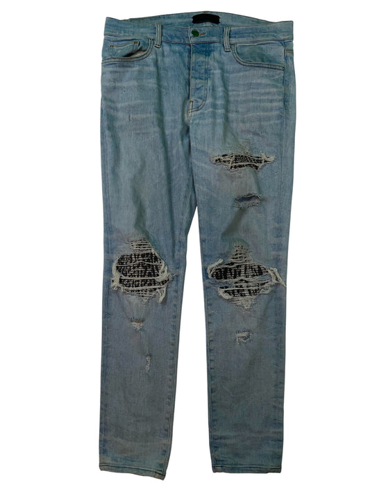 Amiri MX1 Light Wash Zebra Patch Jeans