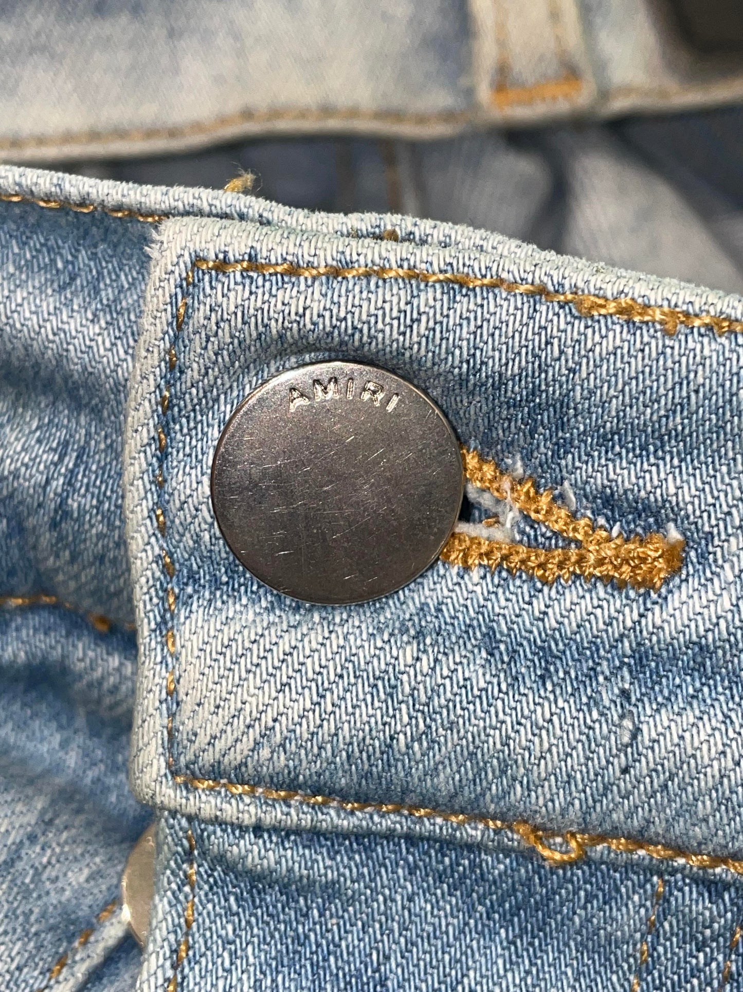 Amiri MX1 Light Wash Zebra Patch Jeans