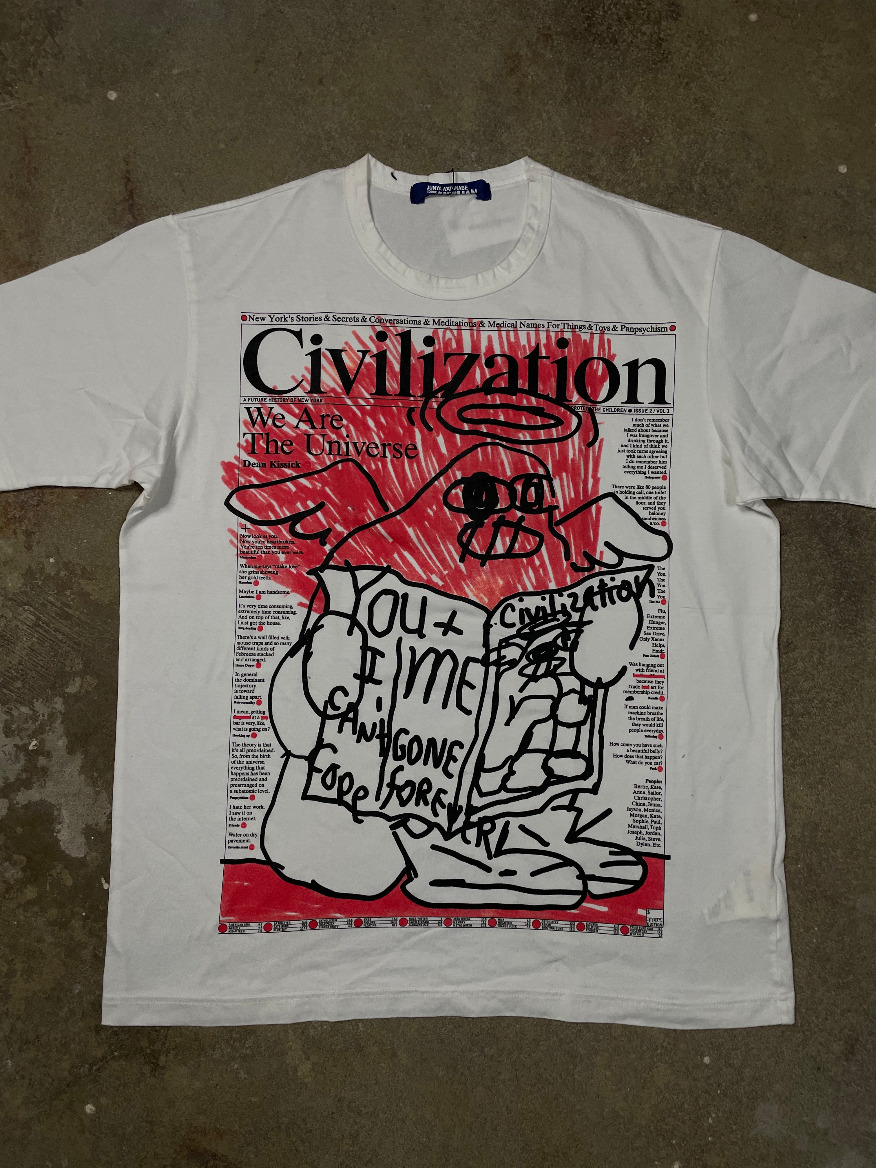 CDG Newspaper Tee White Red Used Large