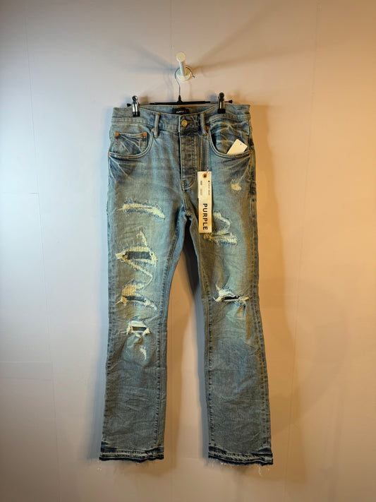 Purple Jeans Light Wash Distressed New With Tags 32