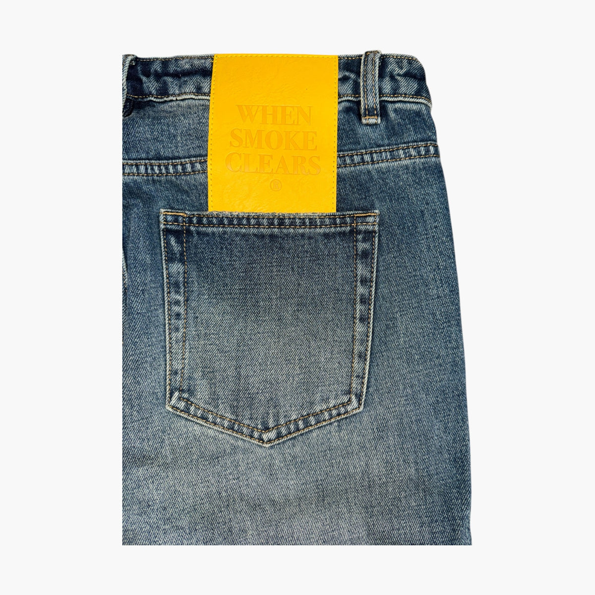 When Smoke Clears Chainstitch Light Wash Jeans