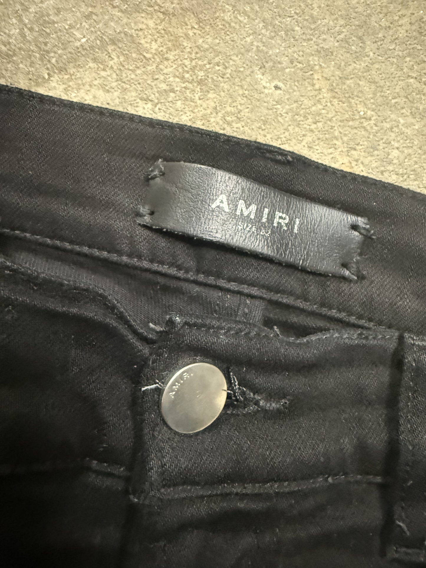 Amiri Jeans Black Gold Glitter Stripe Used 32