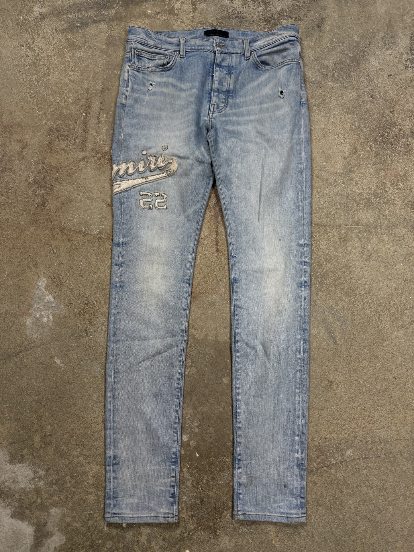 Amiri 22 Side Logo Jeans Light Wash Used 34