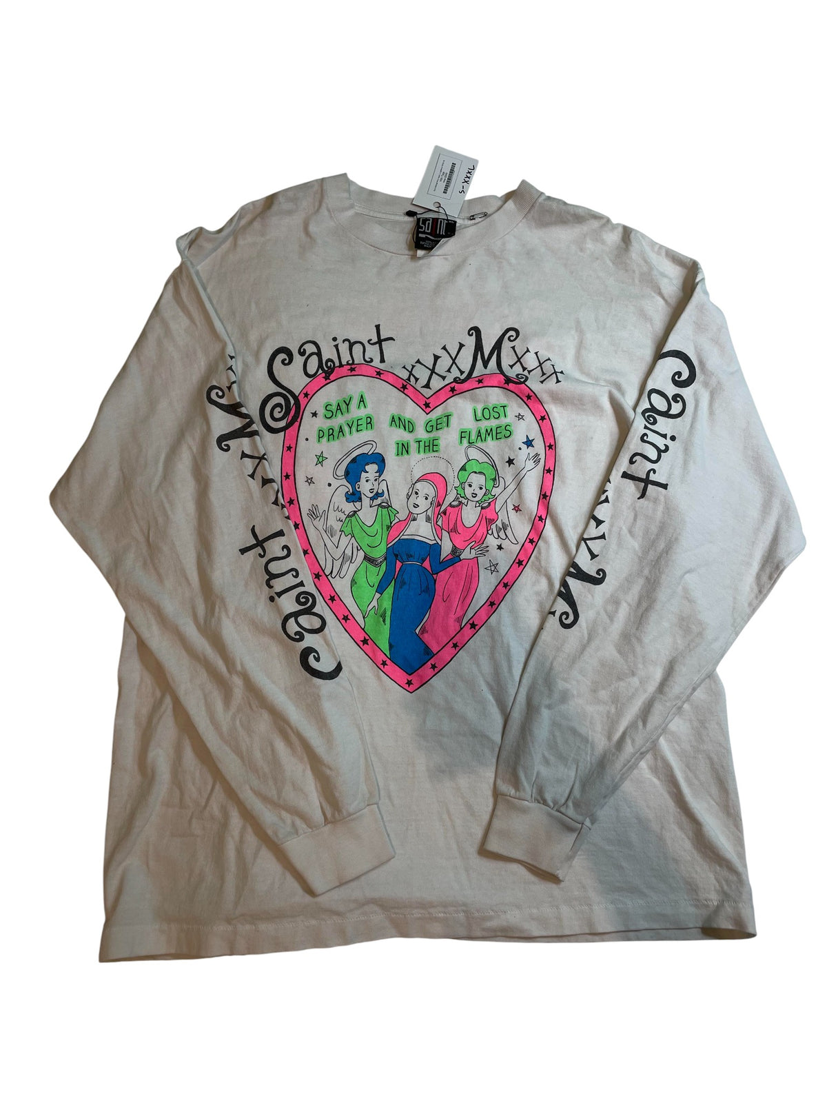 Saint Michael Pink Heart White Long sleeve