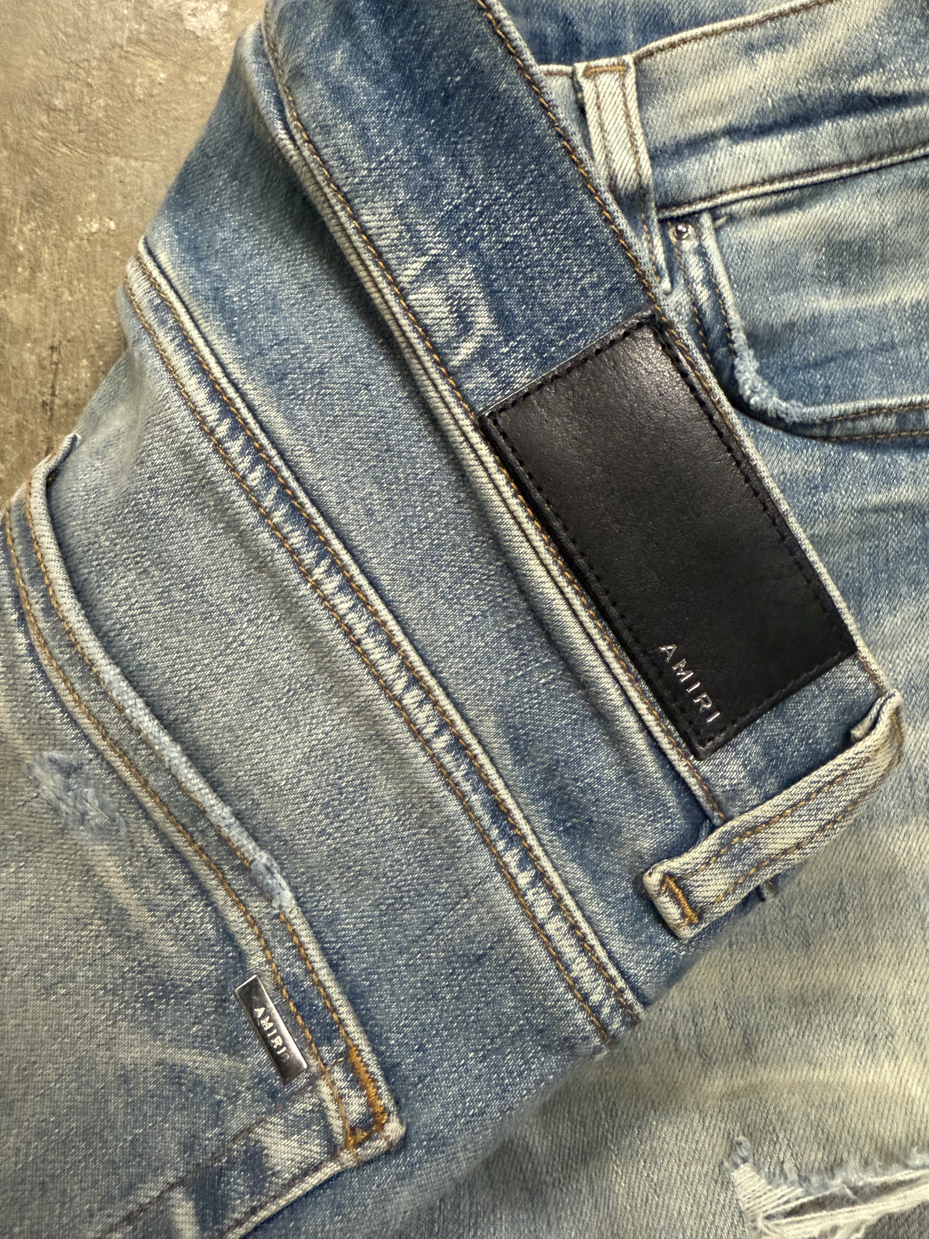 Amiri Jeans Light Wash Camo Patchwork Used 34