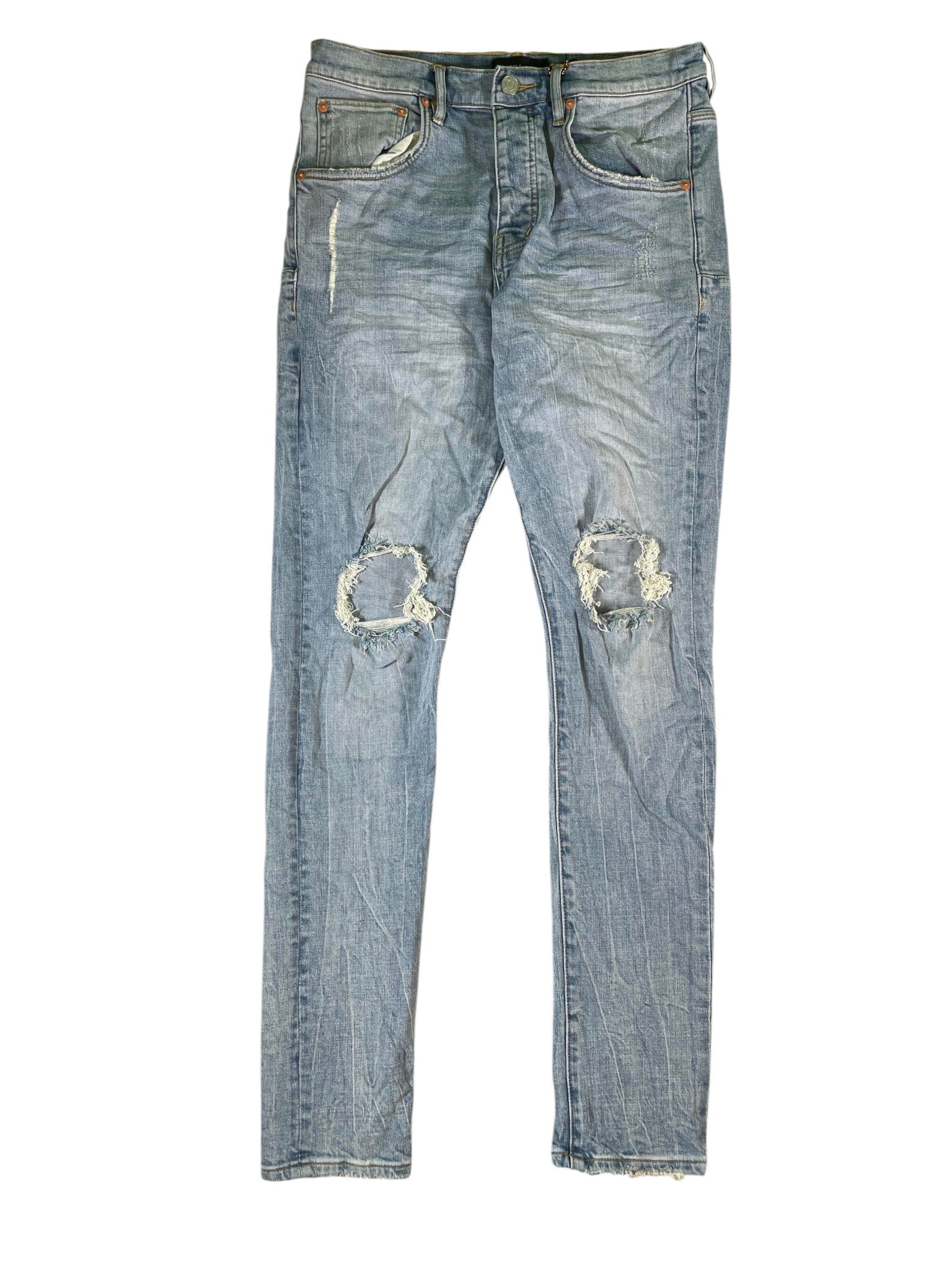 Purple Brand Light Wash Knee Rip Jeans