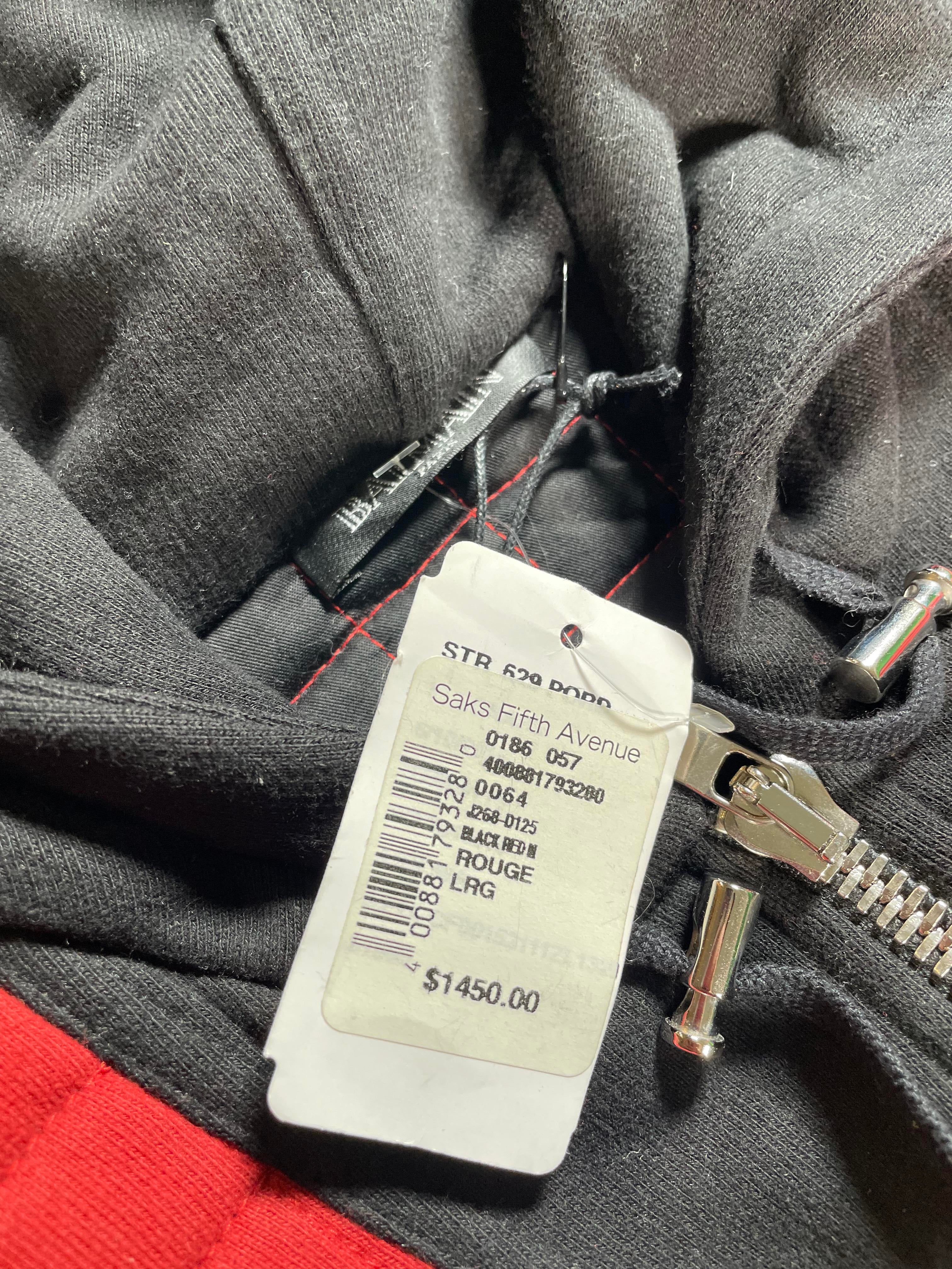 Balmain Black & Red Padded Hoodie