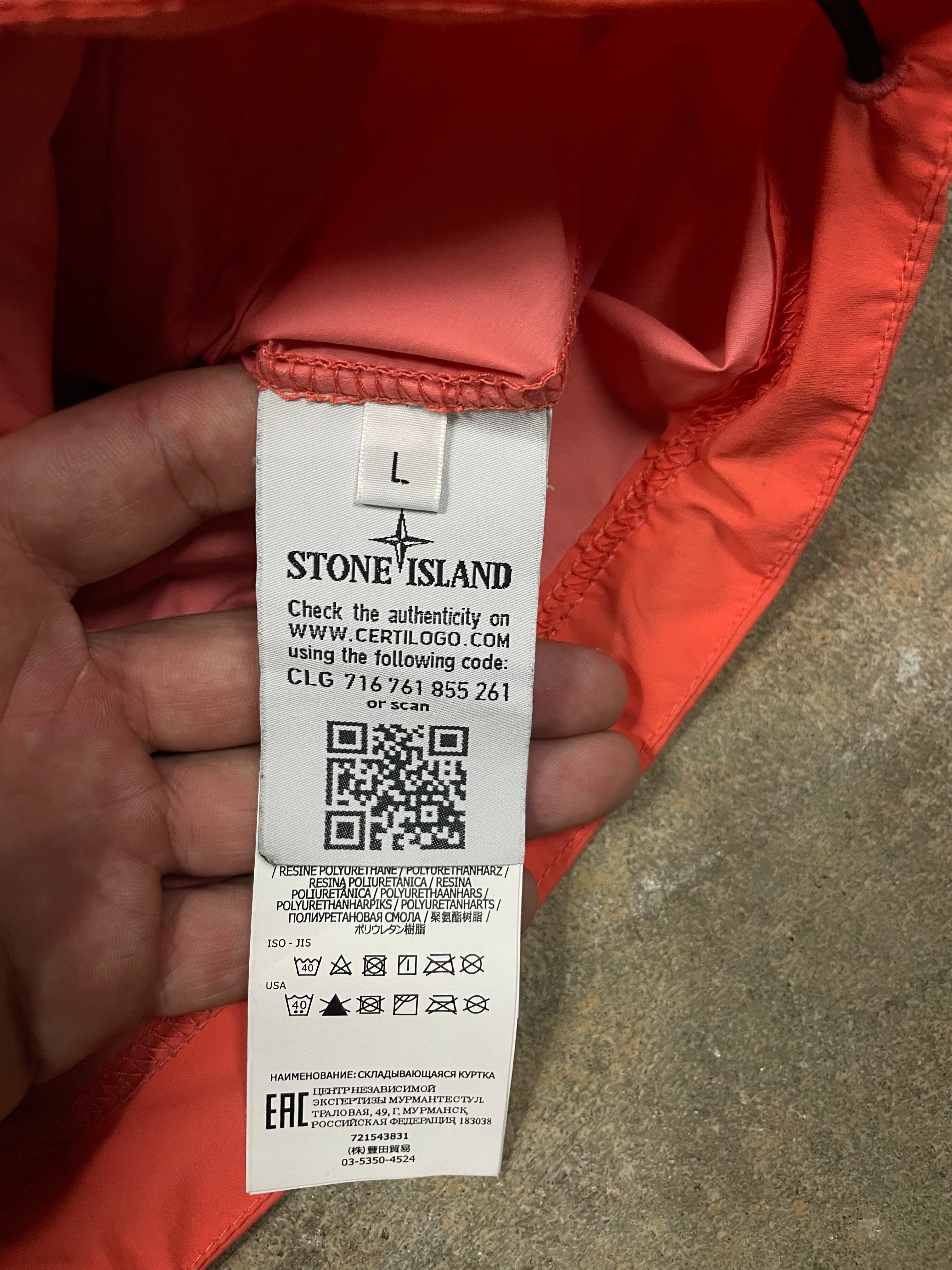 Stone Island Windbreaker Neon Orange Used Large