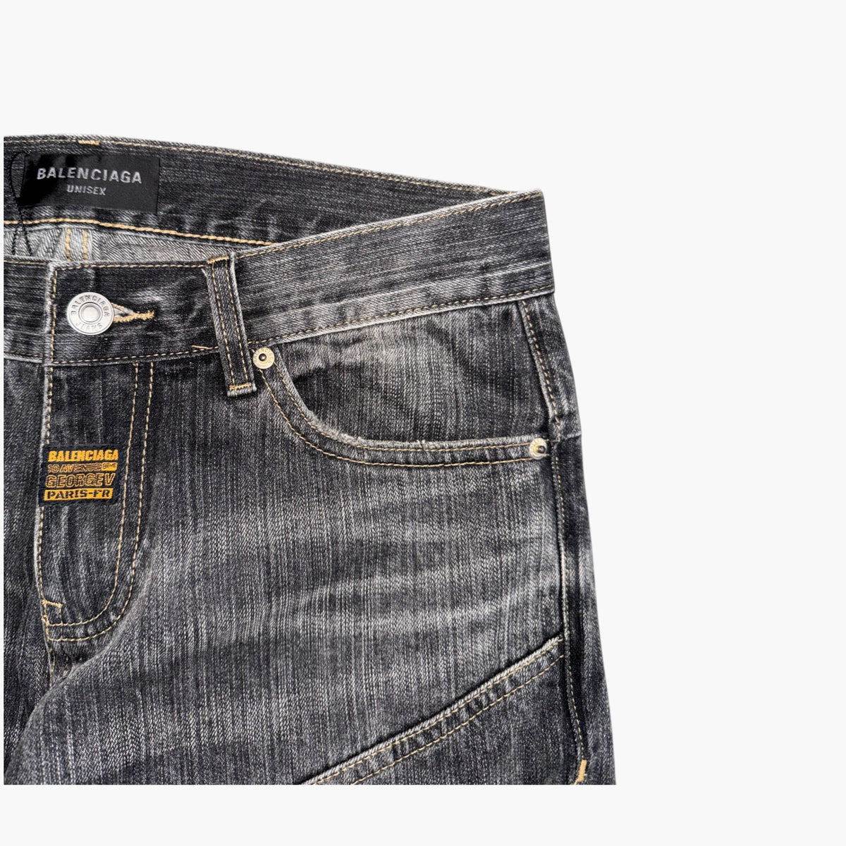 Balenciaga Relief Stitching Black Jeans