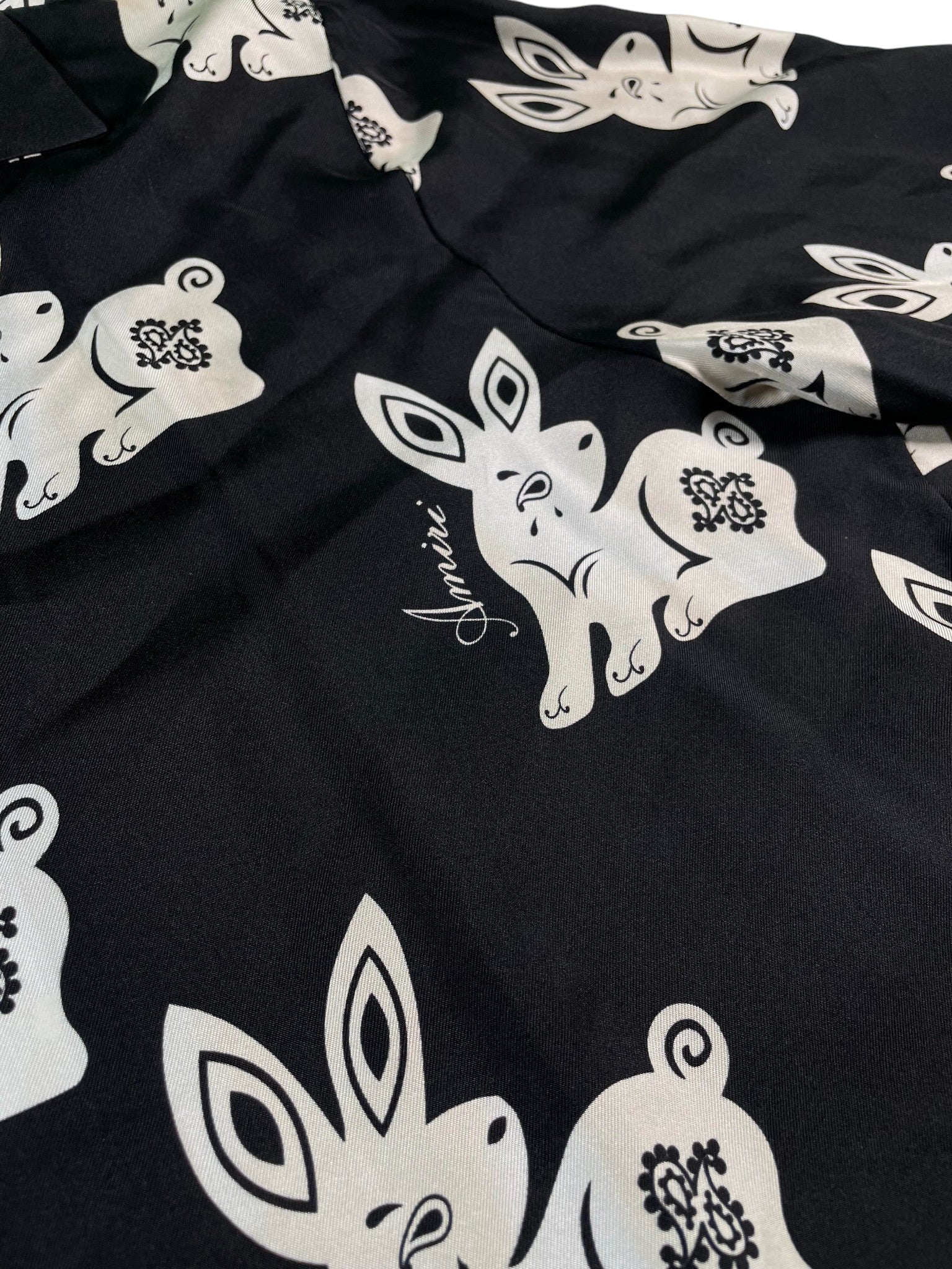 Amiri Black 'Rabbit' Silk Button Up