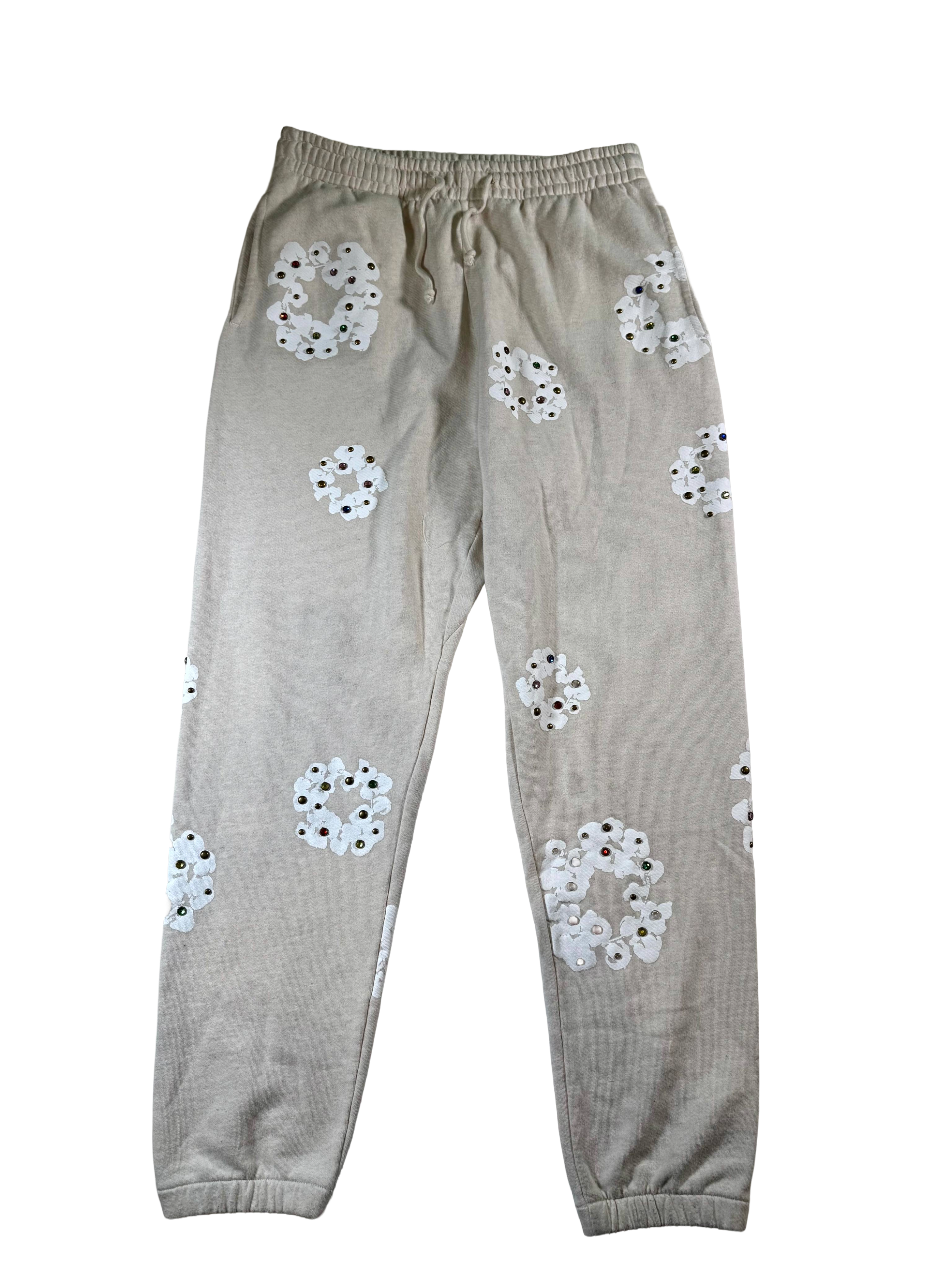 Denim Tears Rhinestone Cream Sweats