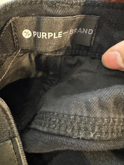 Purple Jeans Black Wax Splatter Used 36