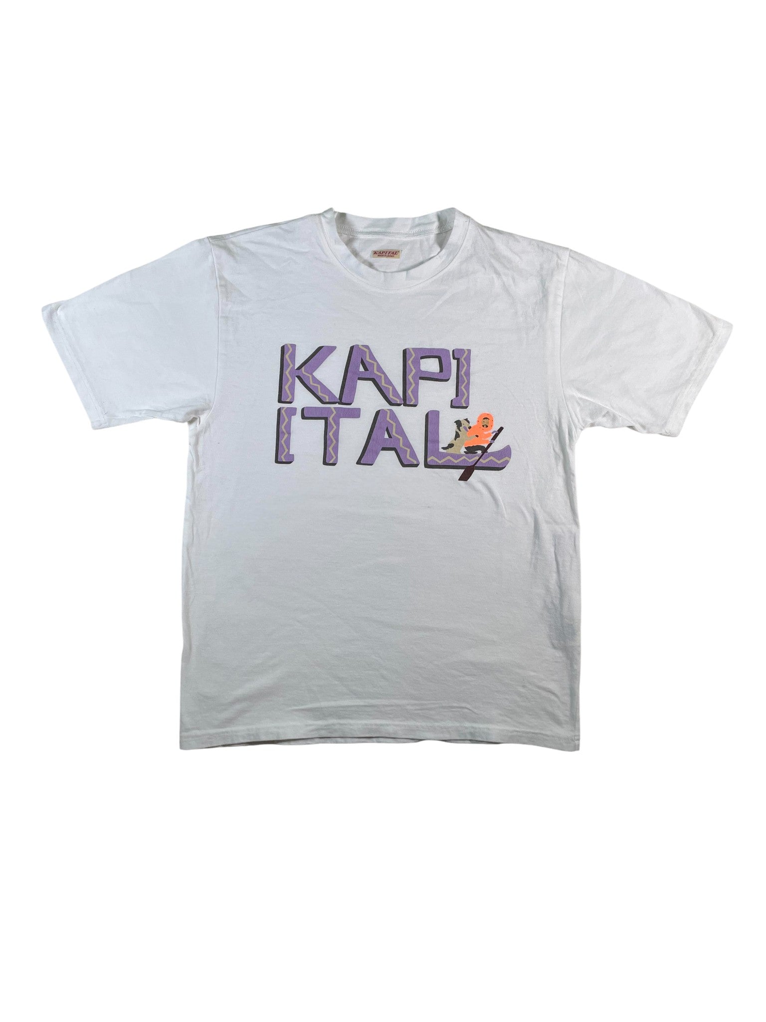 Kapital Jersey Crew Tee with Canoe Print Purple T-Shirt