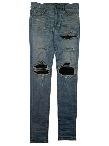 Amiri Mx1 Light Wash Black Patch Jeans