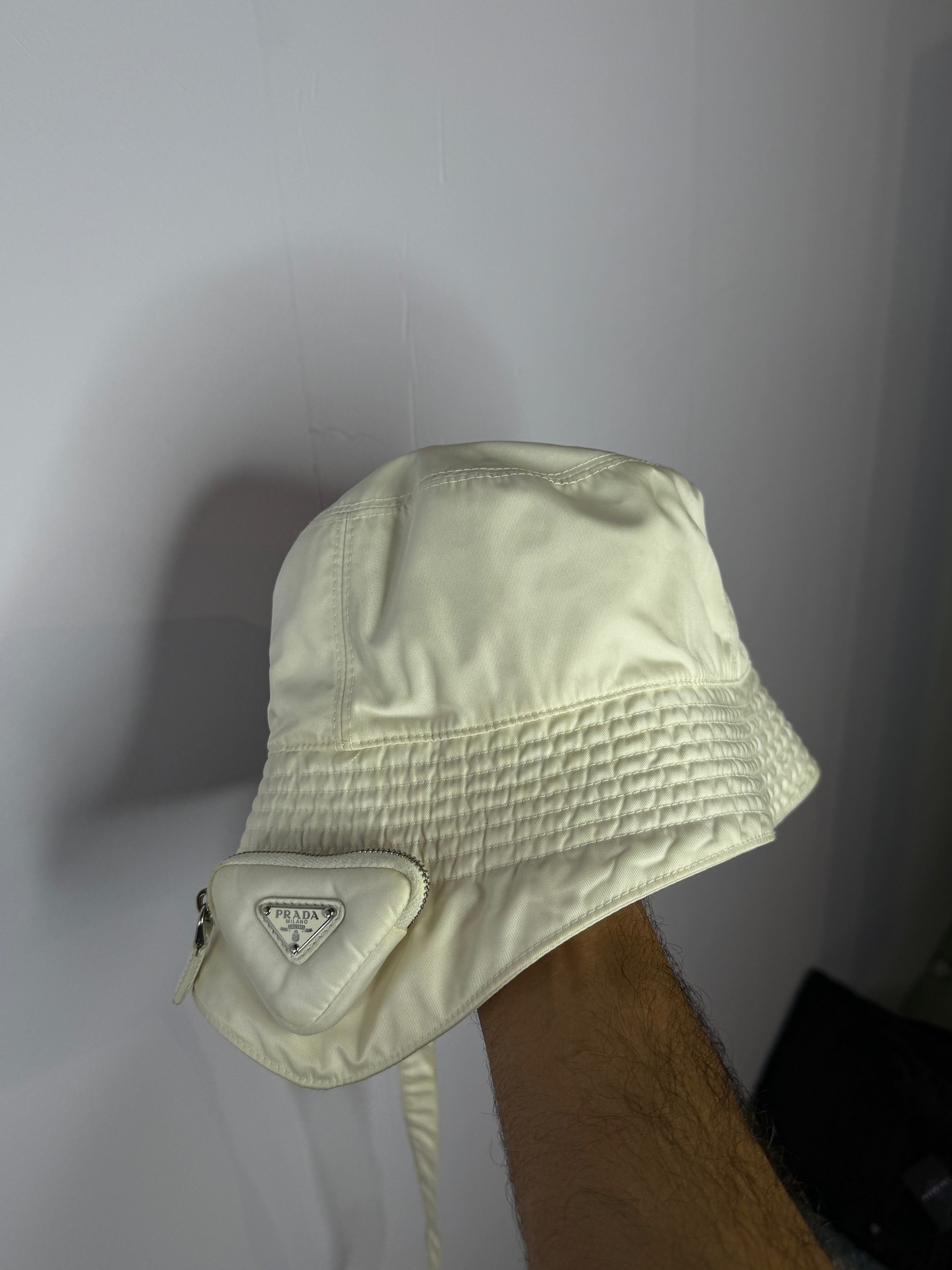 Prada White Bucket Cargo Hat