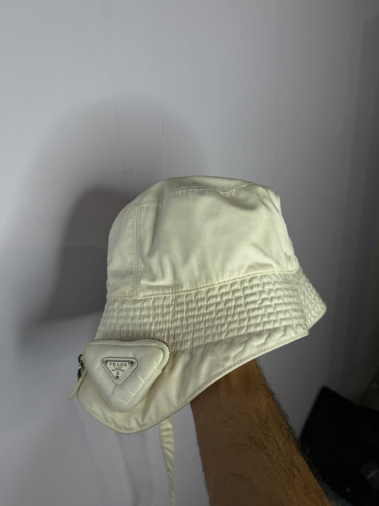 Prada White Bucket Cargo Hat