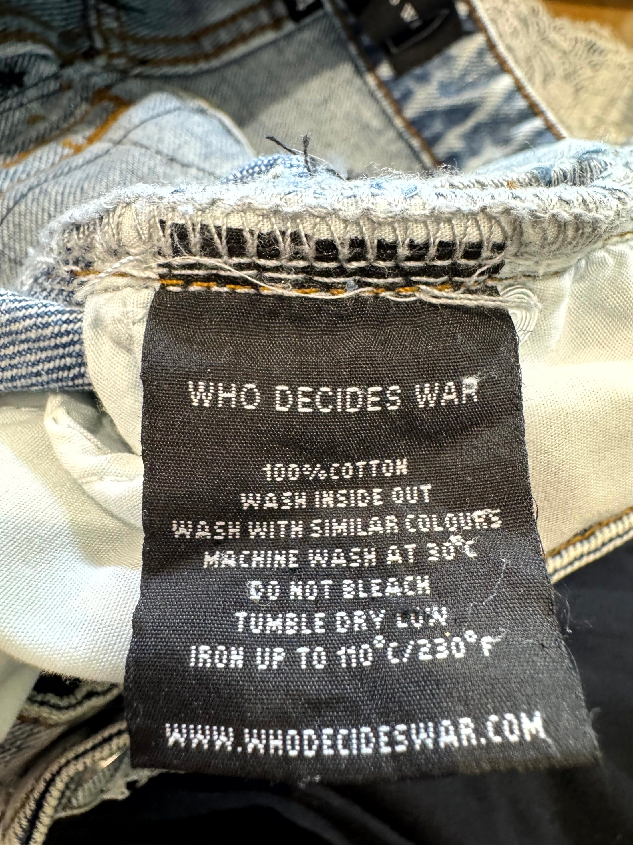 Who Decides War Sky Grid Lace Denim Light Wash Jeans