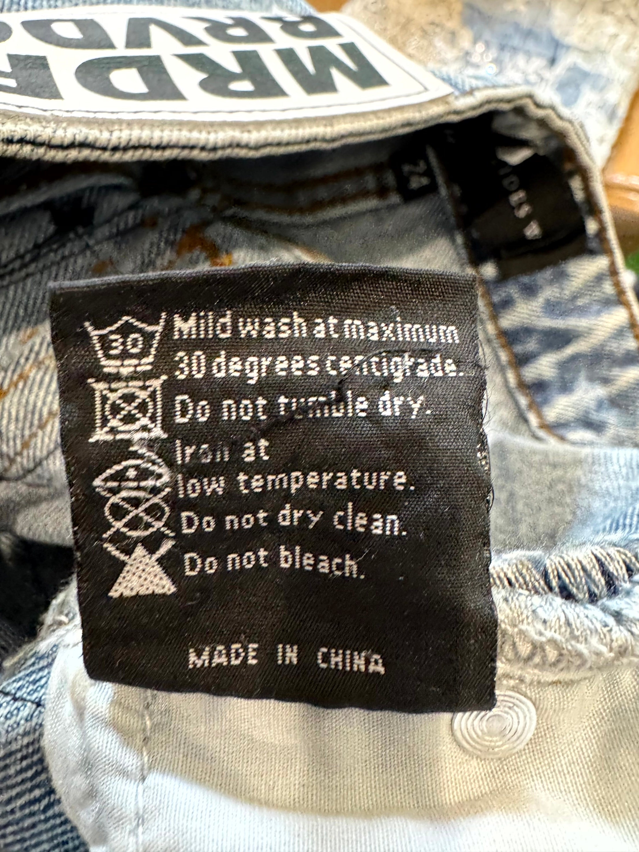 Who Decides War Sky Grid Lace Denim Light Wash Jeans