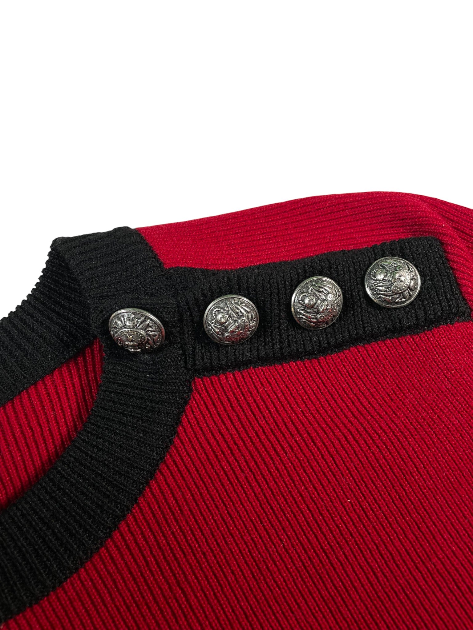 Balmain Red Emblem Knit Crewneck