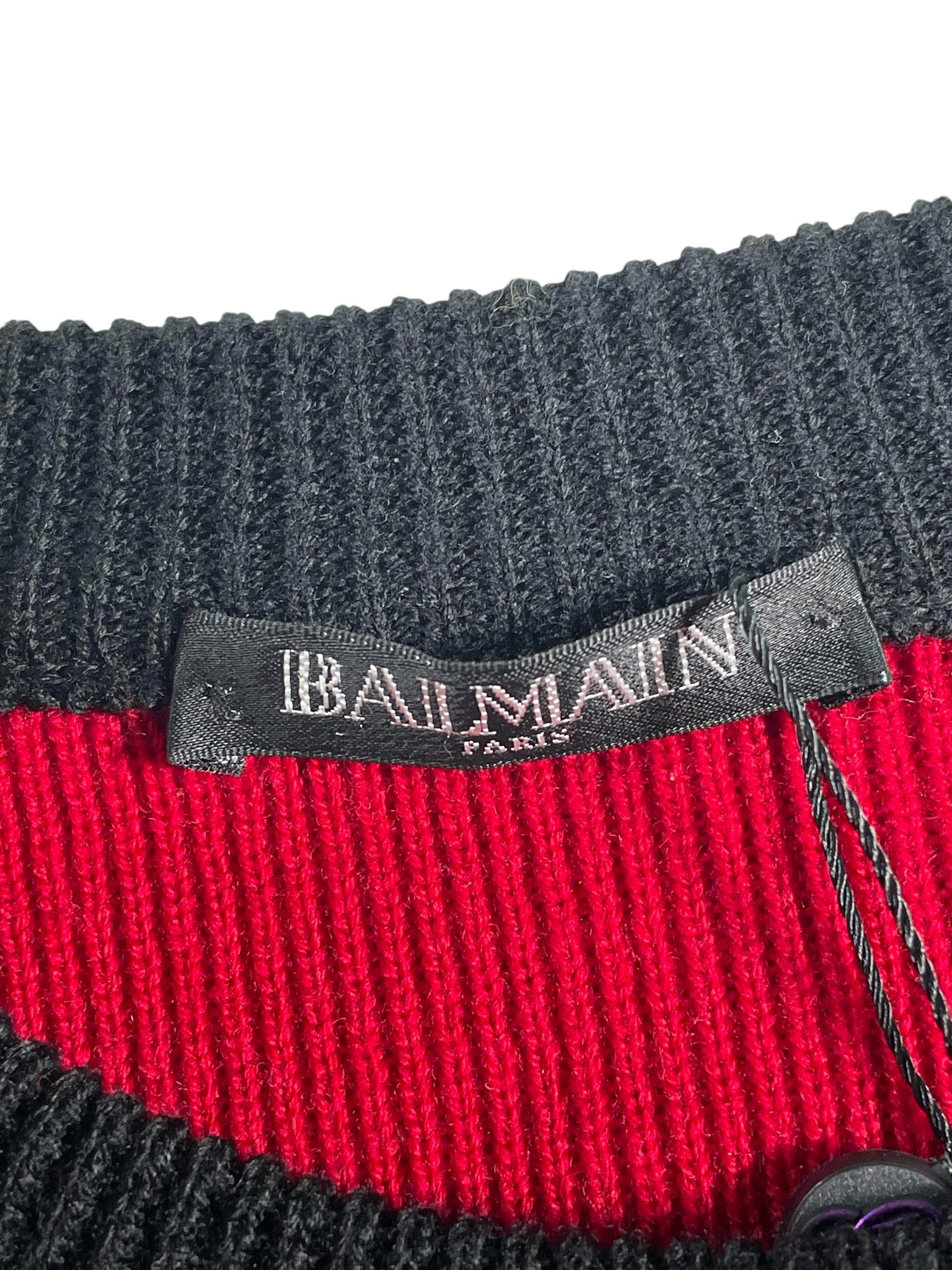 Balmain Red Emblem Knit Crewneck