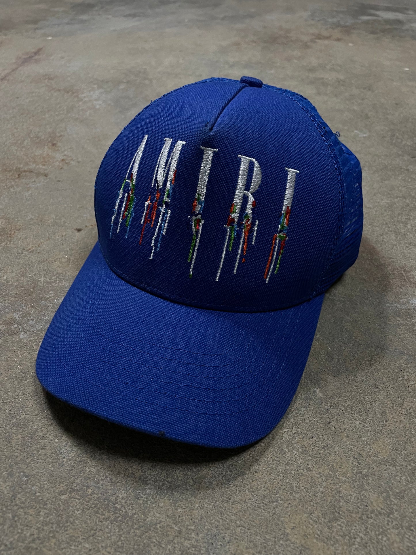 Amiri Blue Paint Drip Trucker OS Used