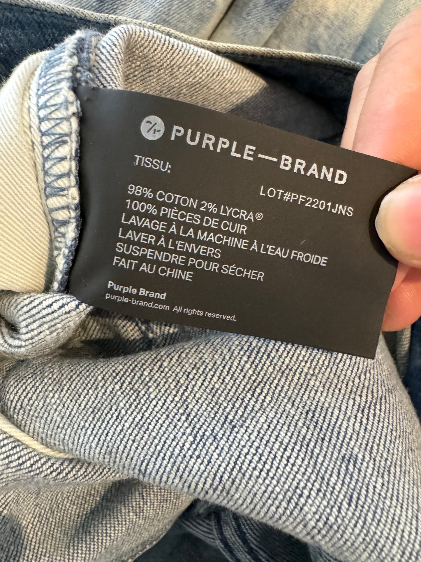 Purple Jeans Bleach Wash Distressed Used 36
