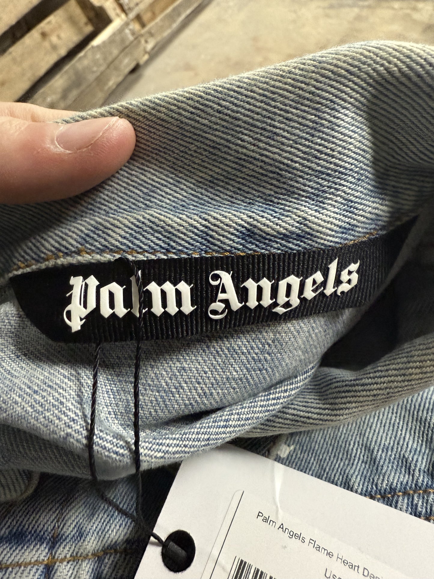 Palm Angels Flame Heart Denim Jacket Used Medium N/A