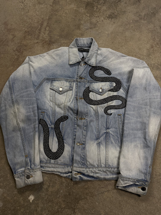 Amiri Glitter Snake Denim Jacket Used Medium