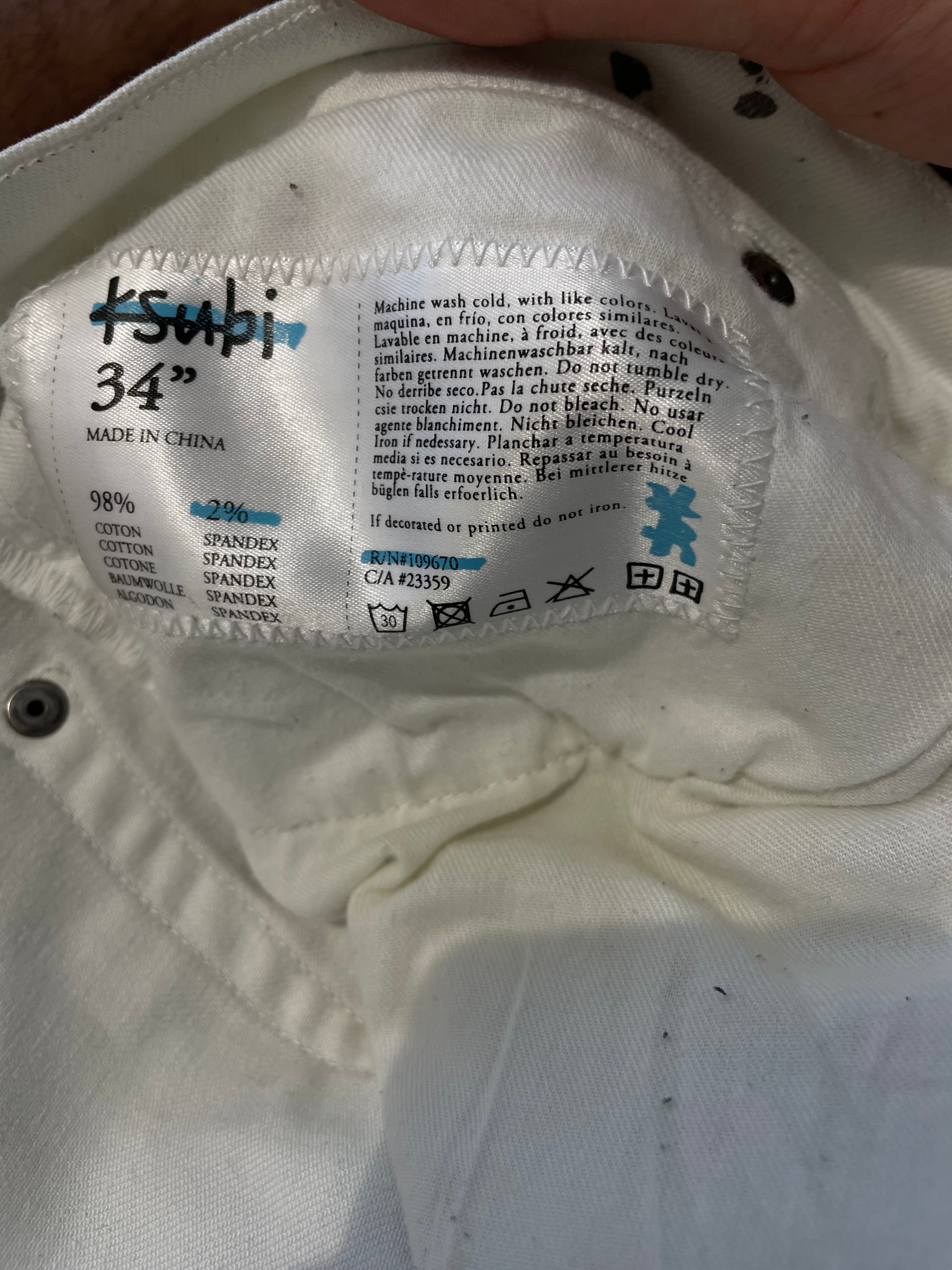 Ksubi Jeans White Paint Splatter Used 34