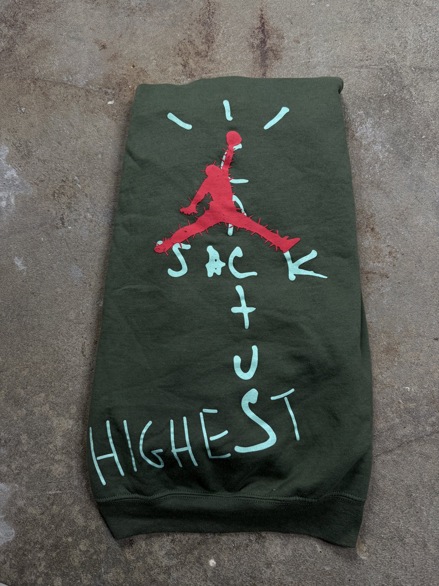 Travis Scott Jordan Hoodie Olive Used Small