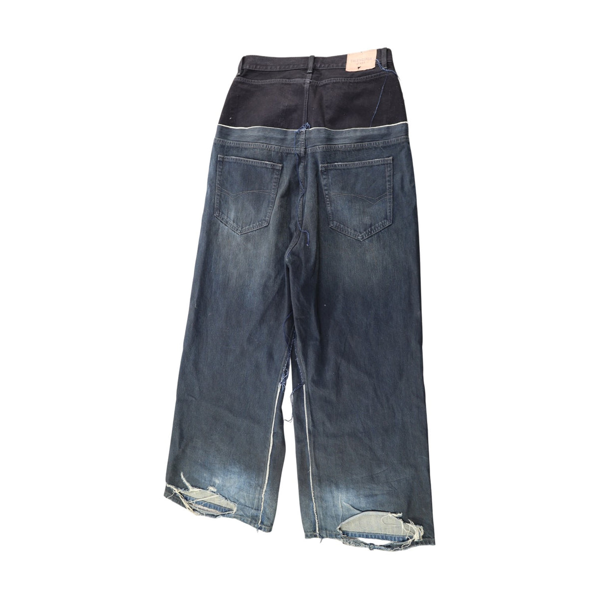 Balenciaga Cut Up Double Waist Wide Leg Jeans