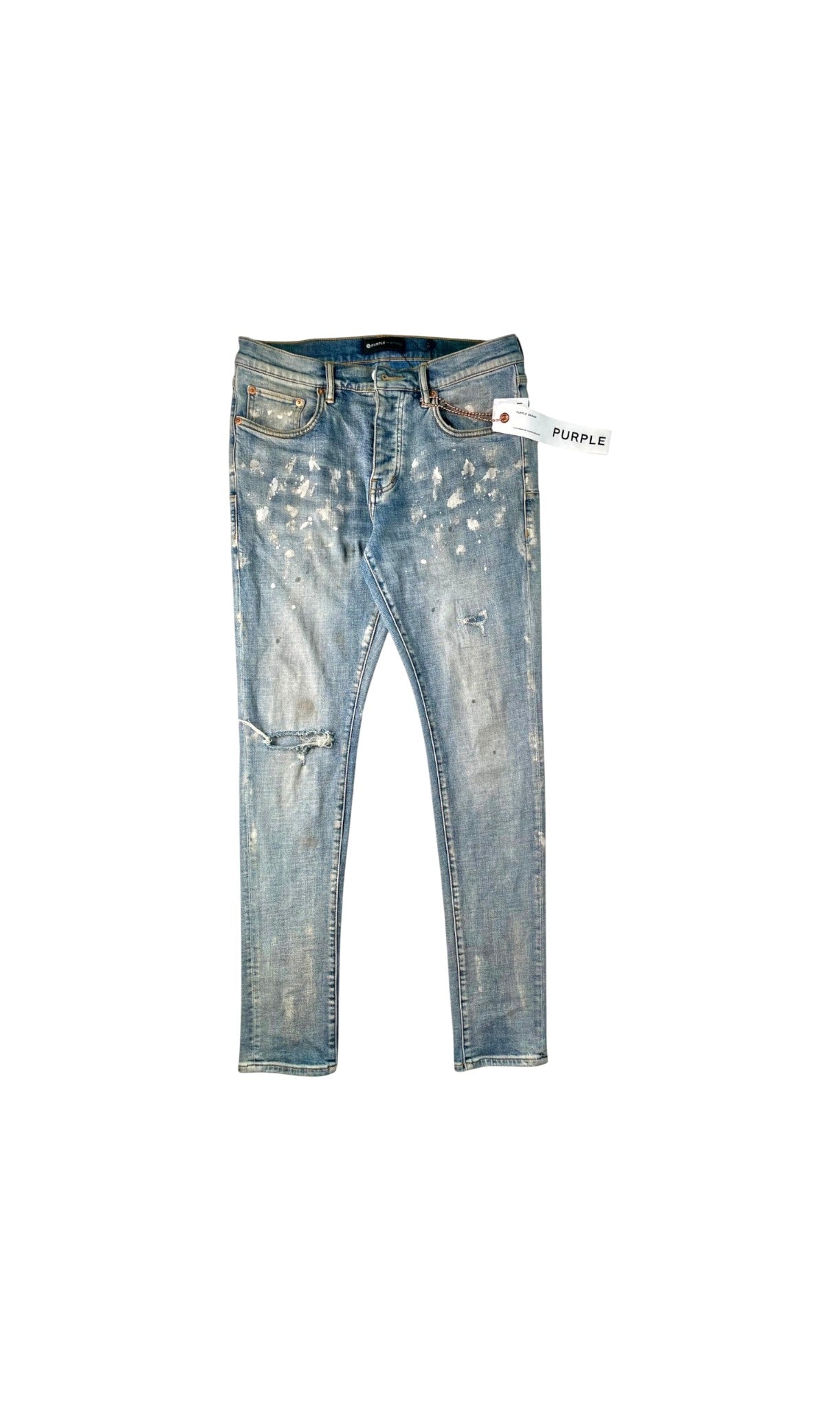 Purple Brand Splatter Light Wash Jeans