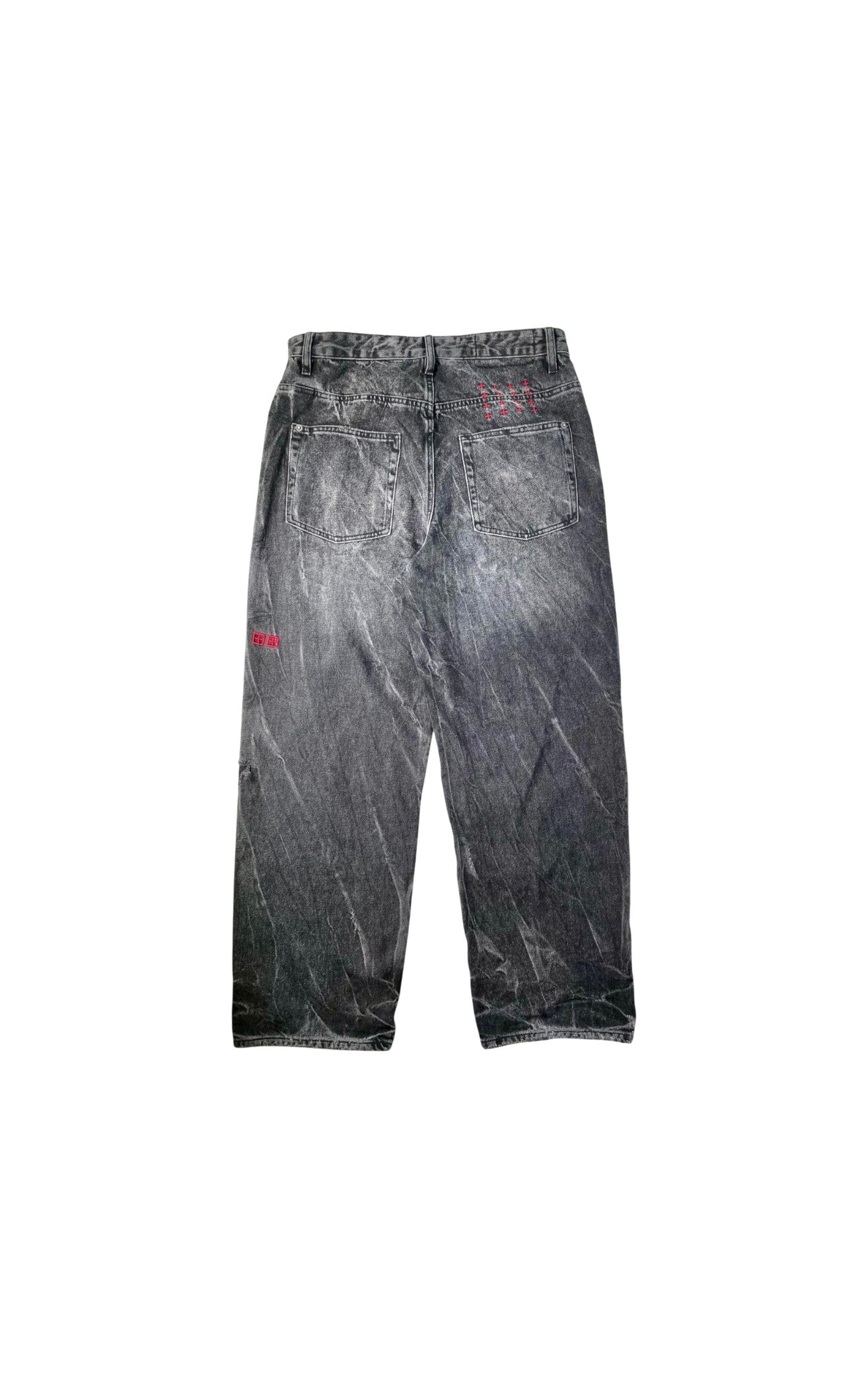 Ksubi "Baggy" Black Wash & Red Jeans