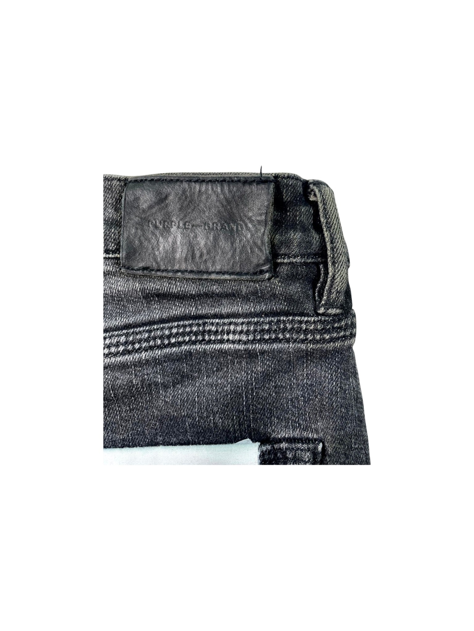 Purple Brand Splatter Ripped Grey Wash Jeans