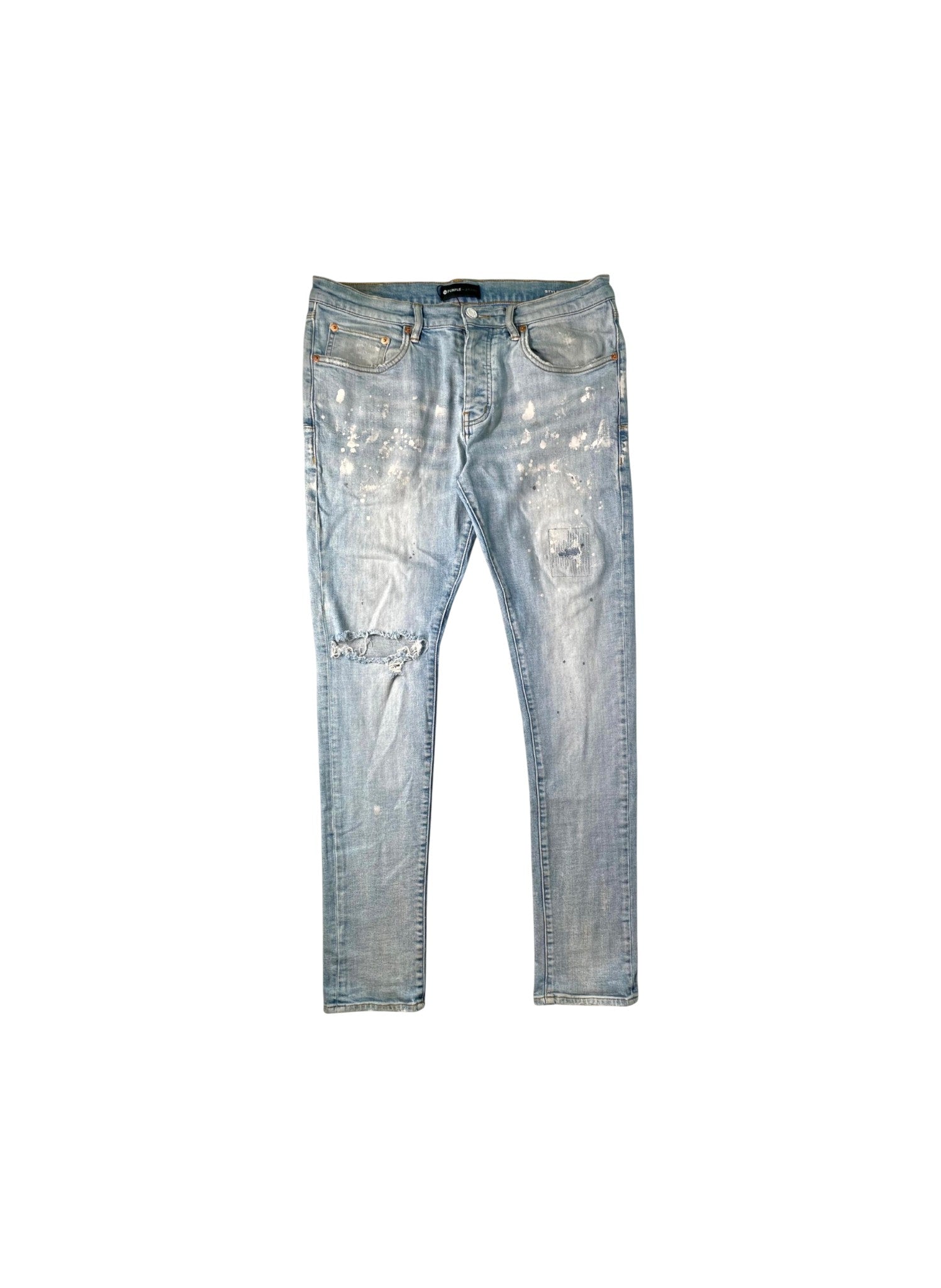 Purple Brand Splatter Light Wash & White Jeans