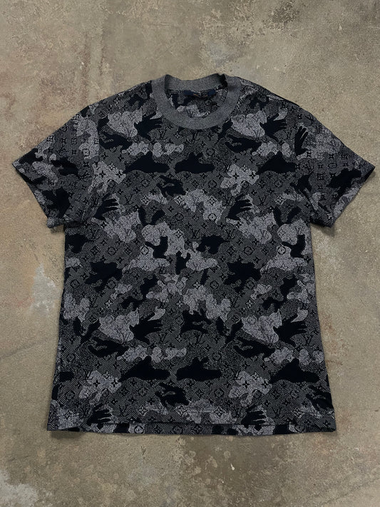 LV Monogram Camo Tee Navy Used Small