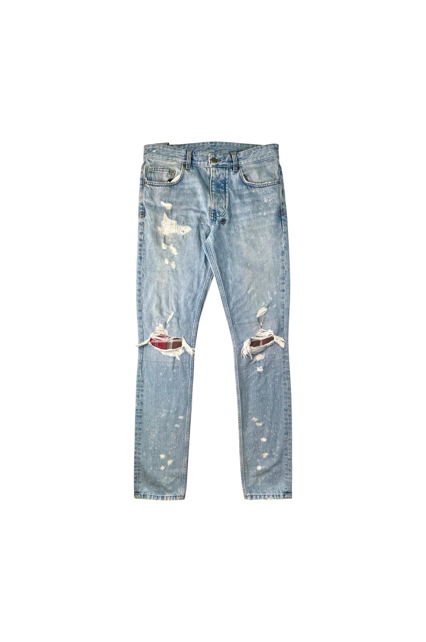 Ksubi Plaid Patchwork Light Wash Jeans