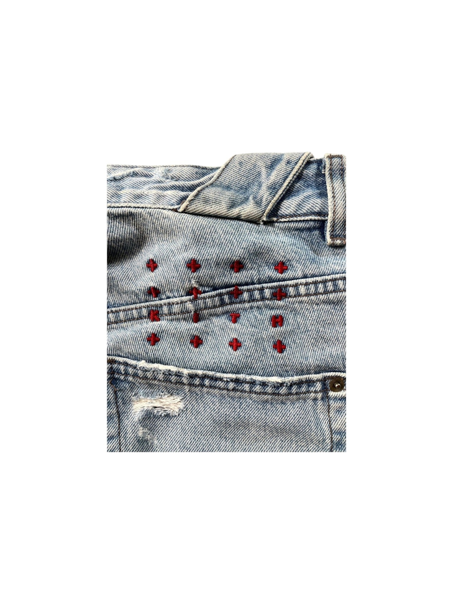 Ksubi Plaid Patchwork Light Wash Jeans