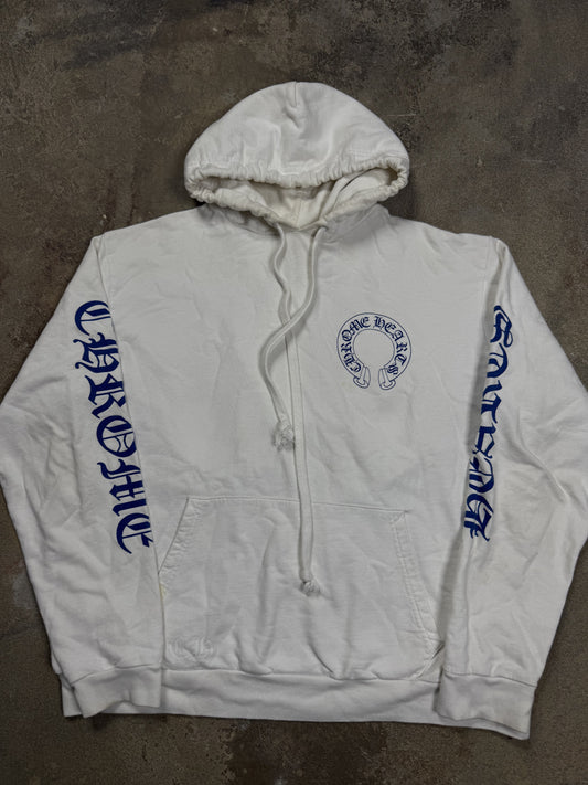 Chrome Hoodie White Blue Cross Used Large