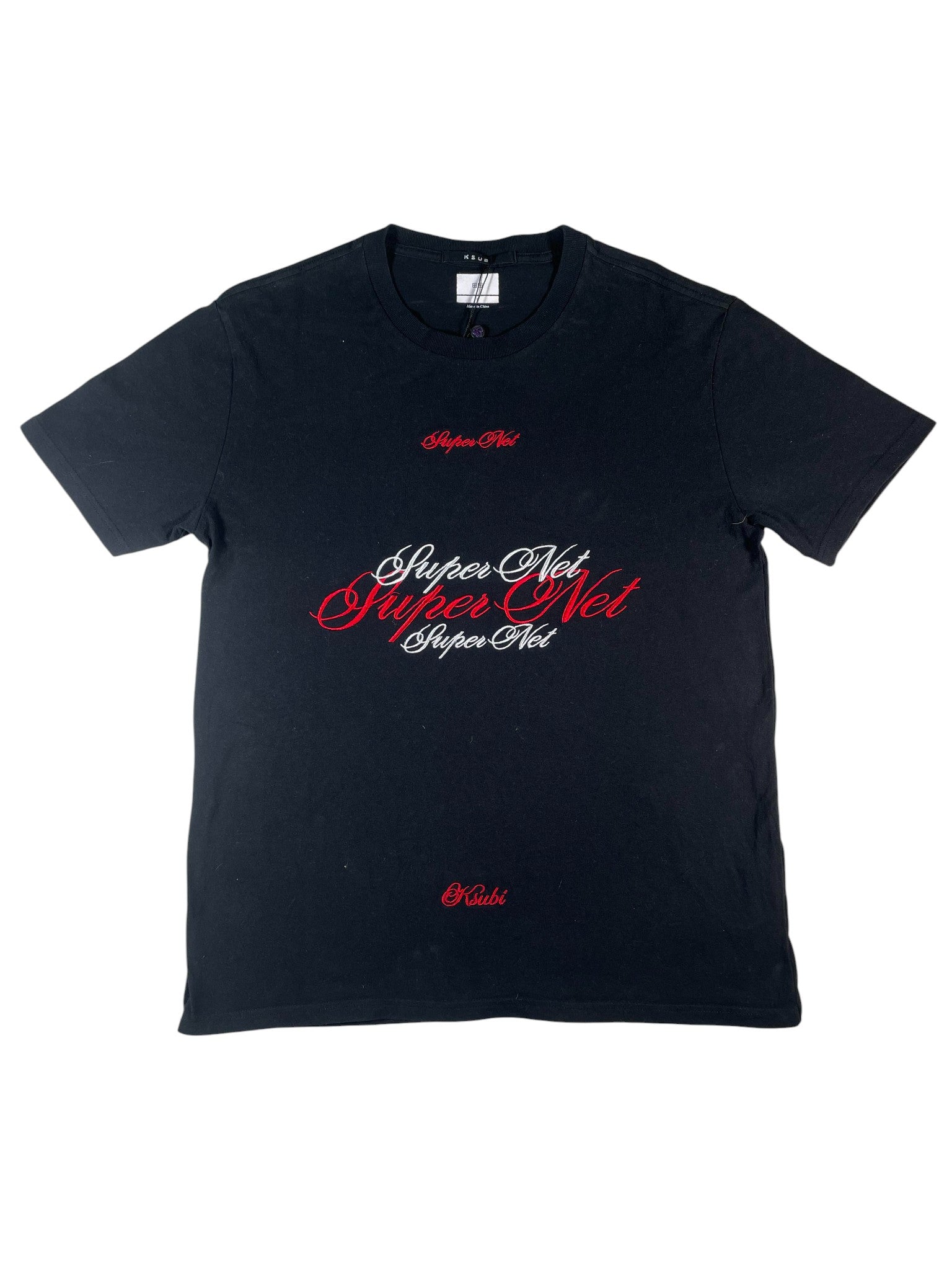 Ksubi 'Super Net Embroidered' Black & Red Tee