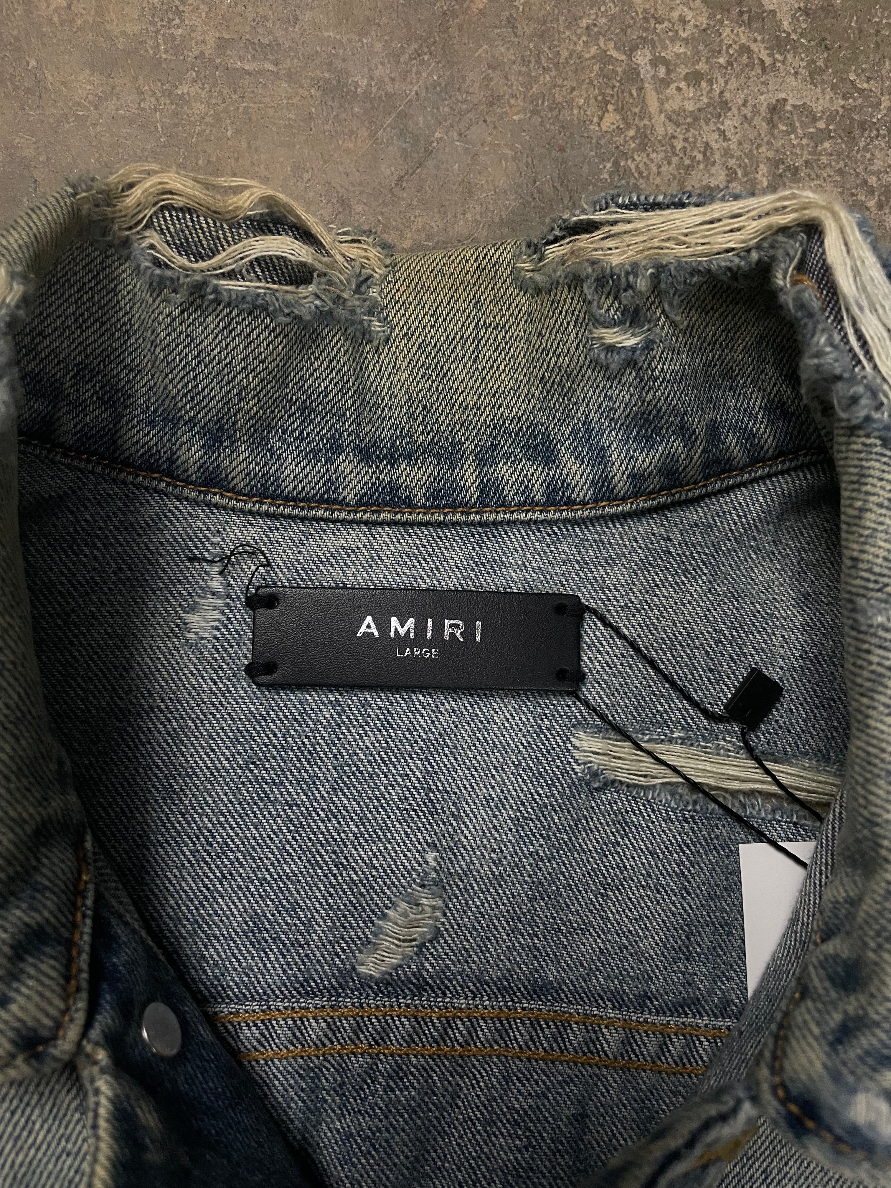 Amiri Denim Miami Splatter Jacket Light Wash Used Large