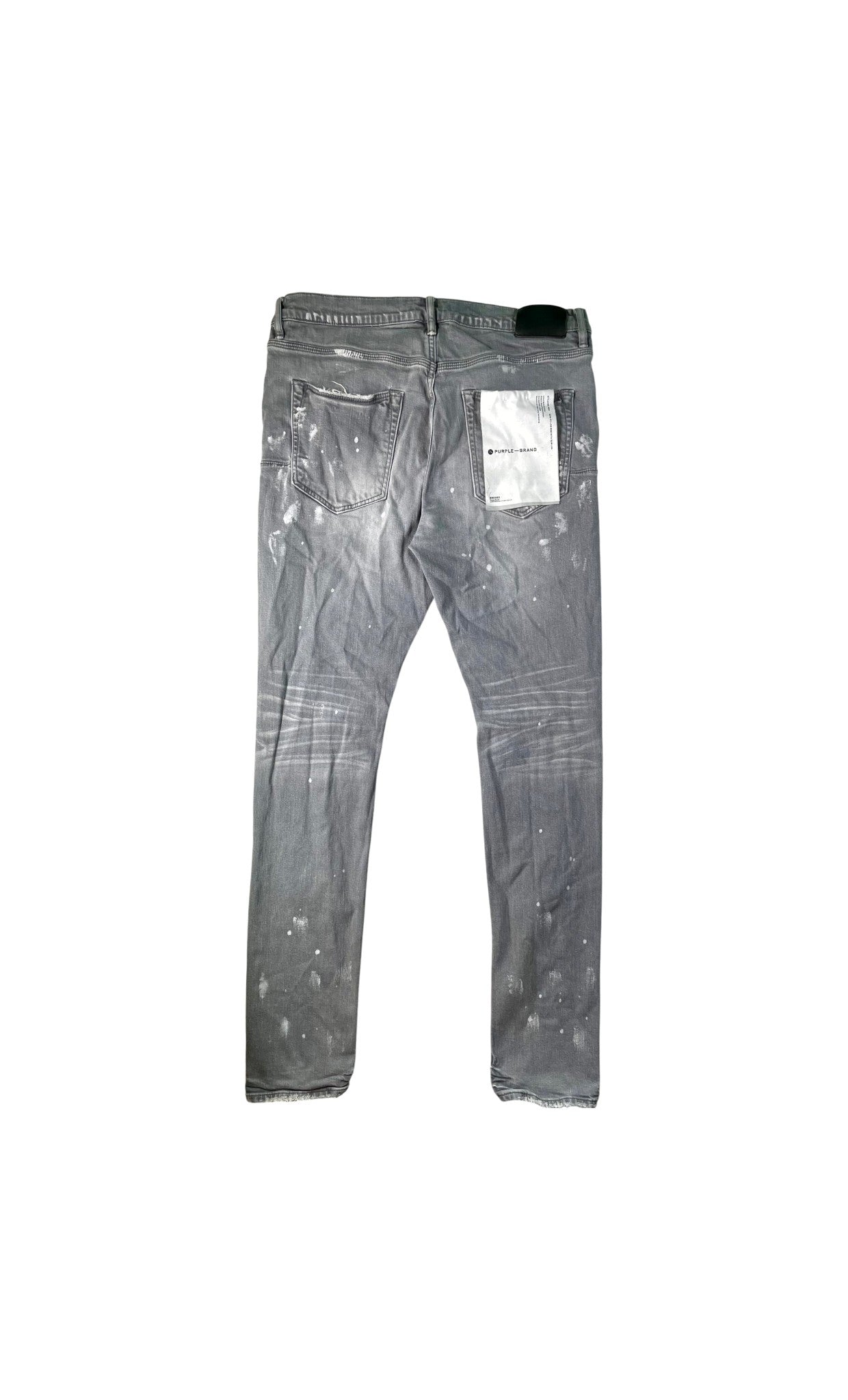 Purple Brand Splatter Ripped Grey Jeans