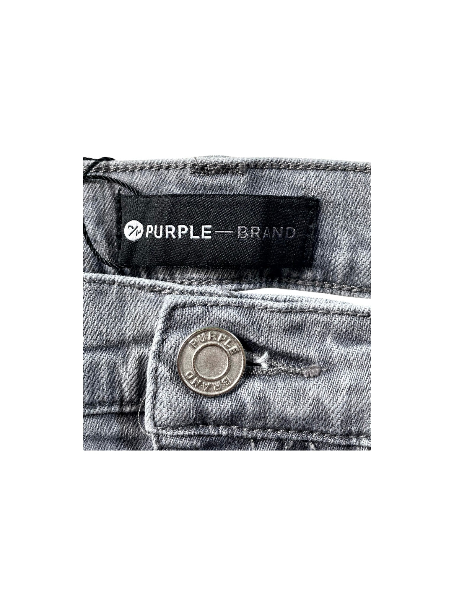 Purple Brand Splatter Ripped Grey Jeans