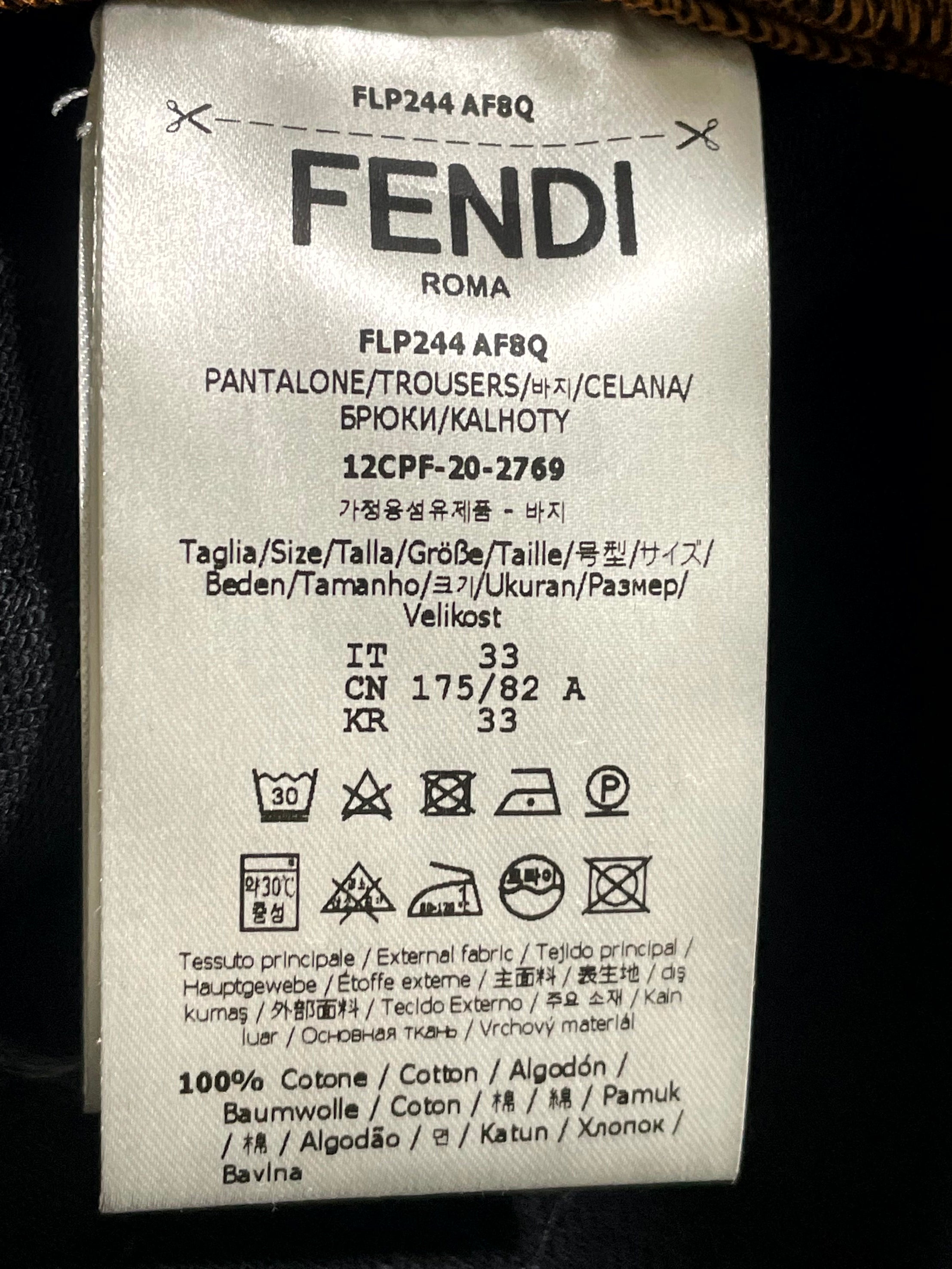 Fendi  Pocket Embroidery Logo Black Jeans