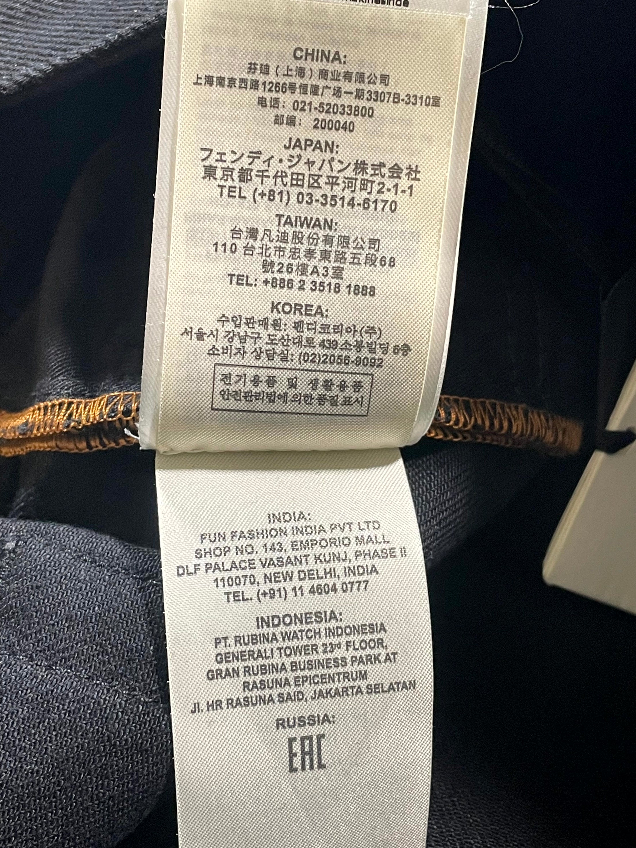 Fendi  Pocket Embroidery Logo Black Jeans