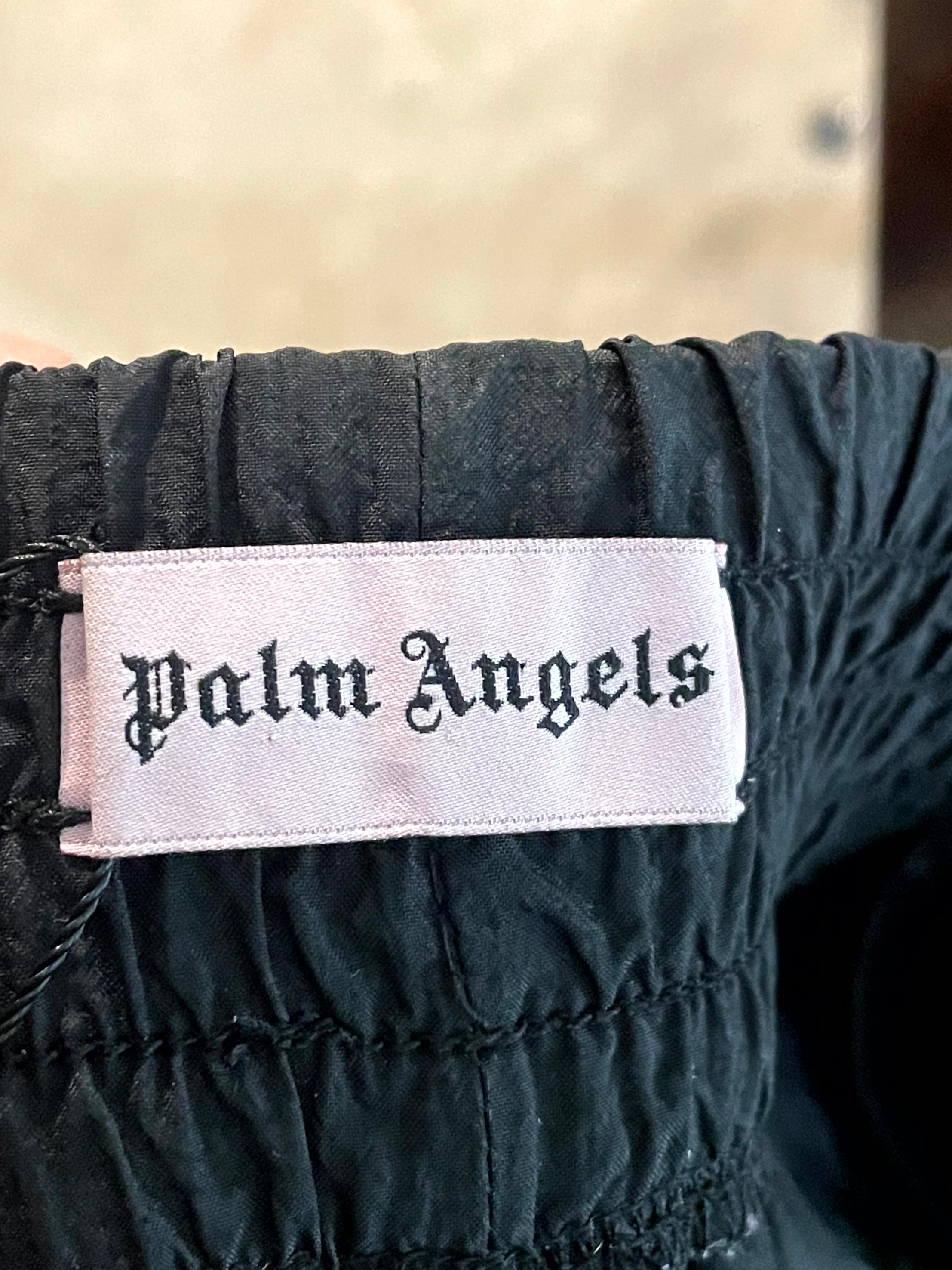 Palm Angels Faded Logo Black & White Track Pants