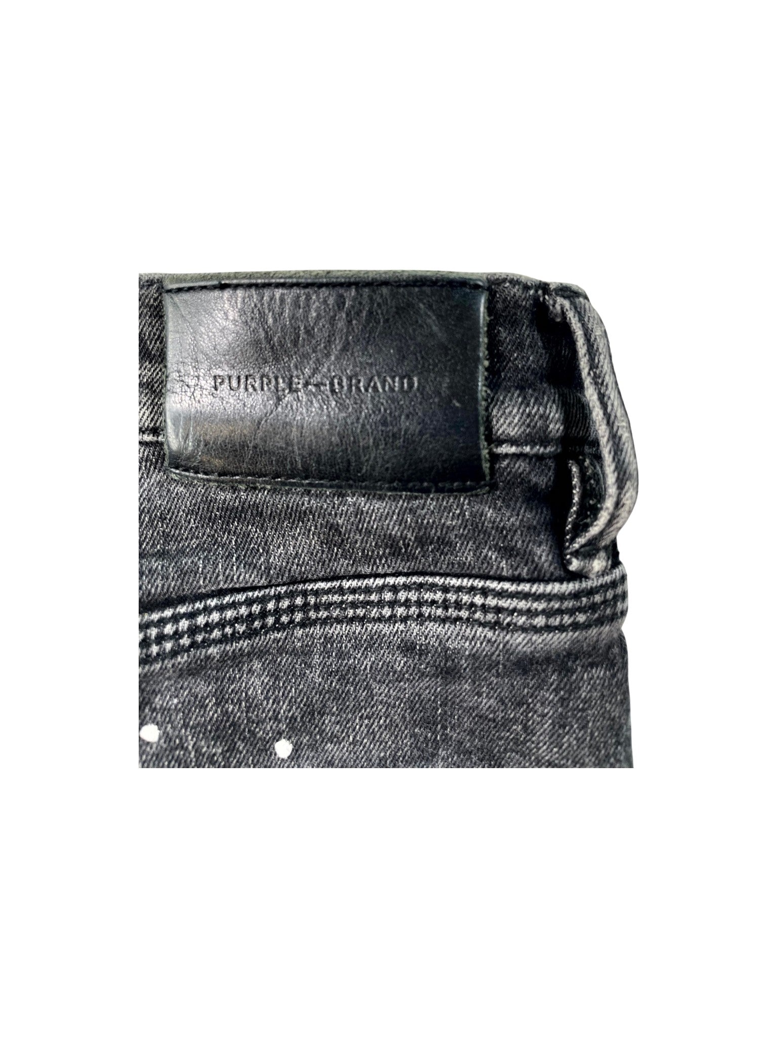 Purple Brand Splatter Ripped Black Wash Jeans