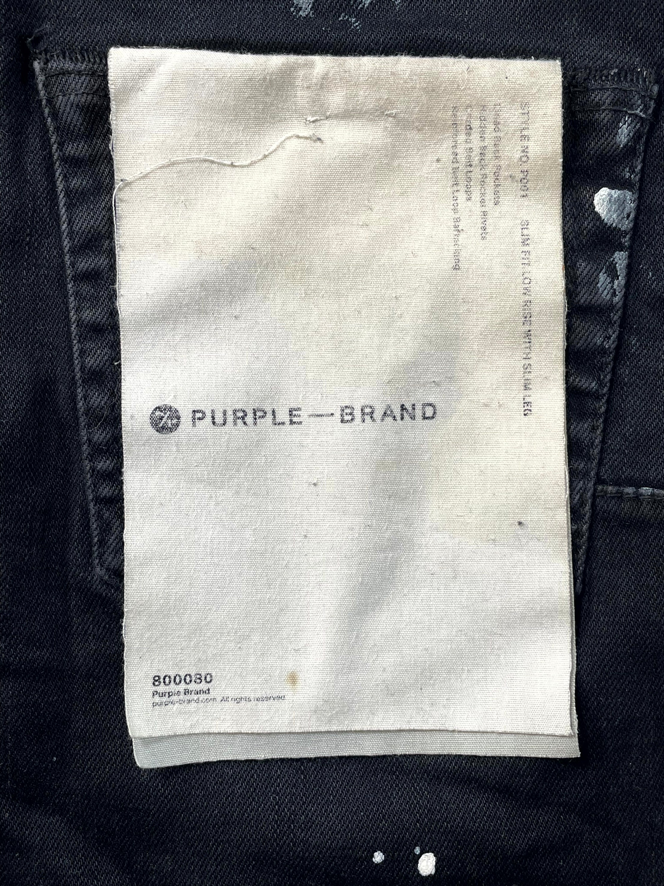 Purple Brand Splatter Ripped Black Jeans